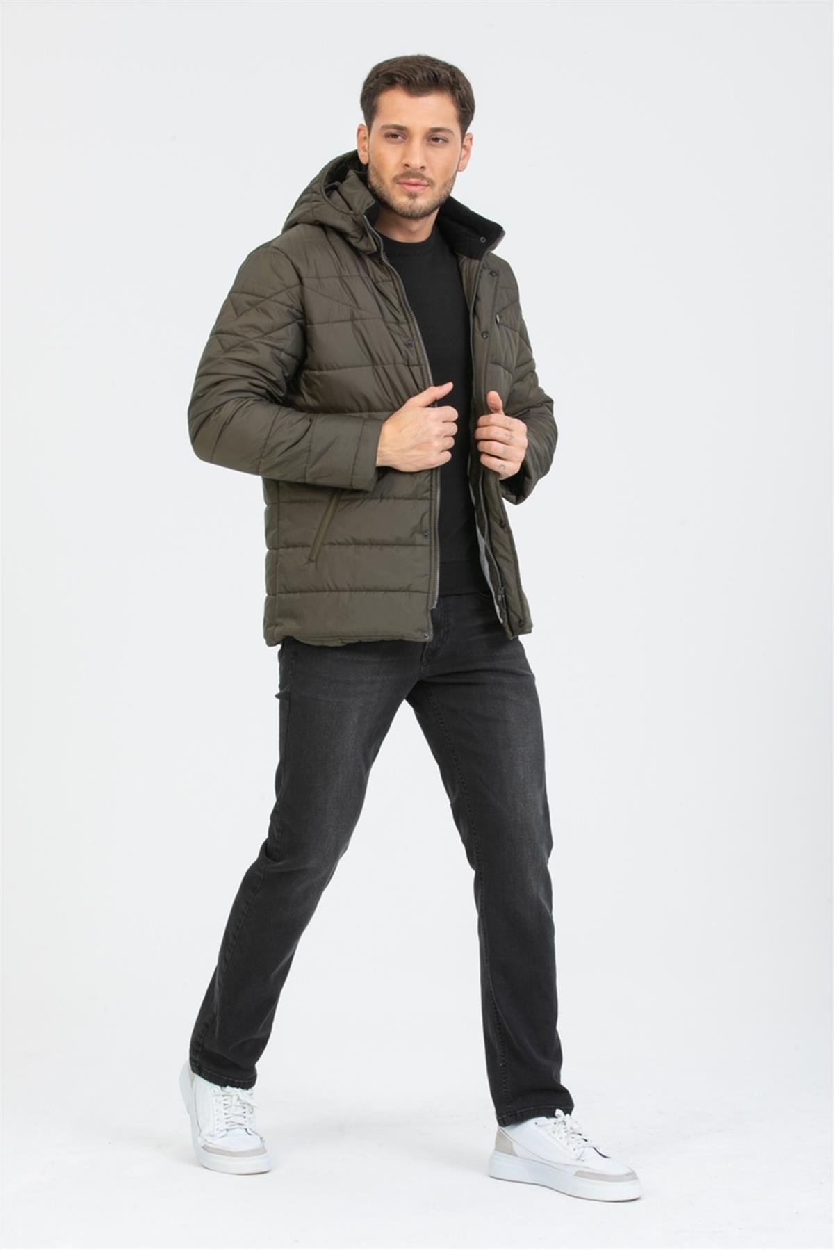 Wholesale Khaki Detachable Polar Hood Jersey Lined Jacket 3027H