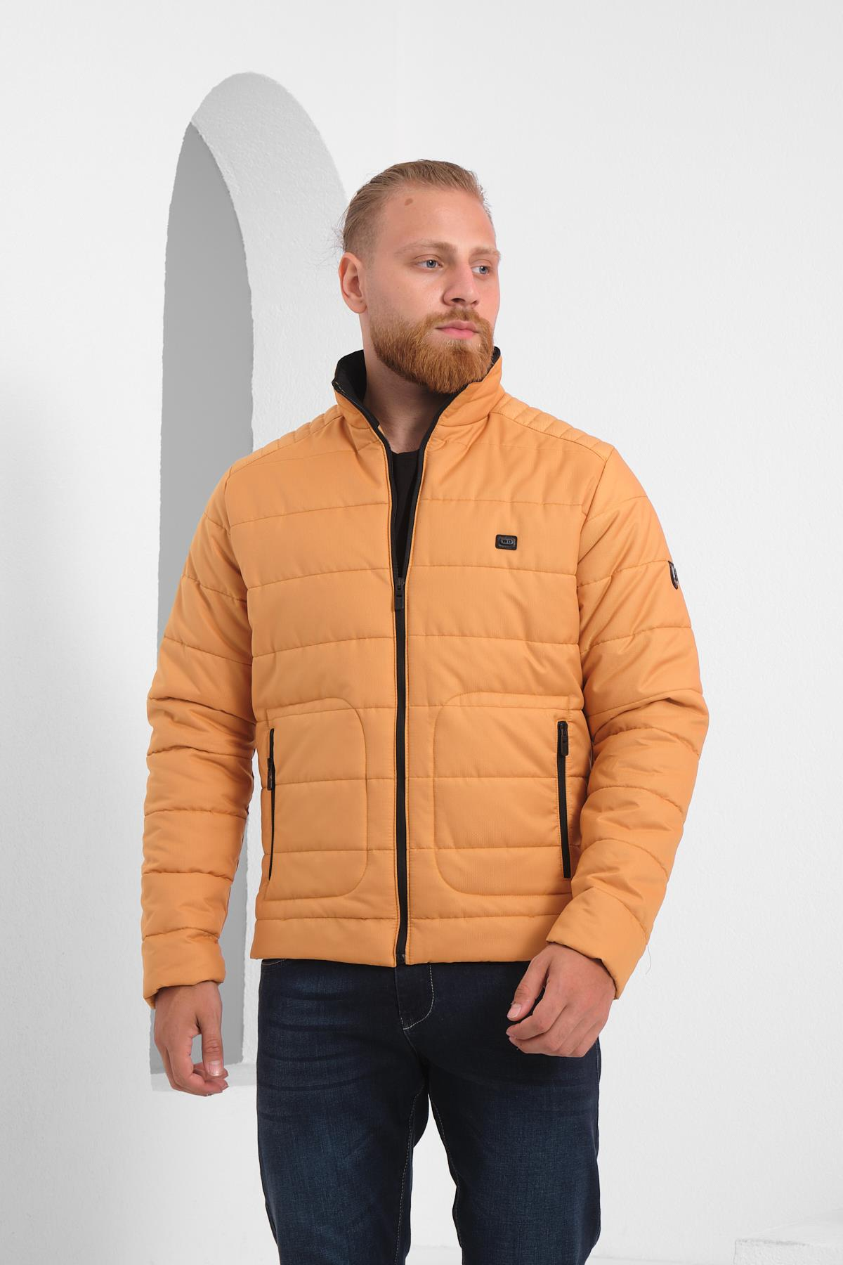 Wholesale Mustard Ripstop Stand Collar Waterproof Jacket 3084H