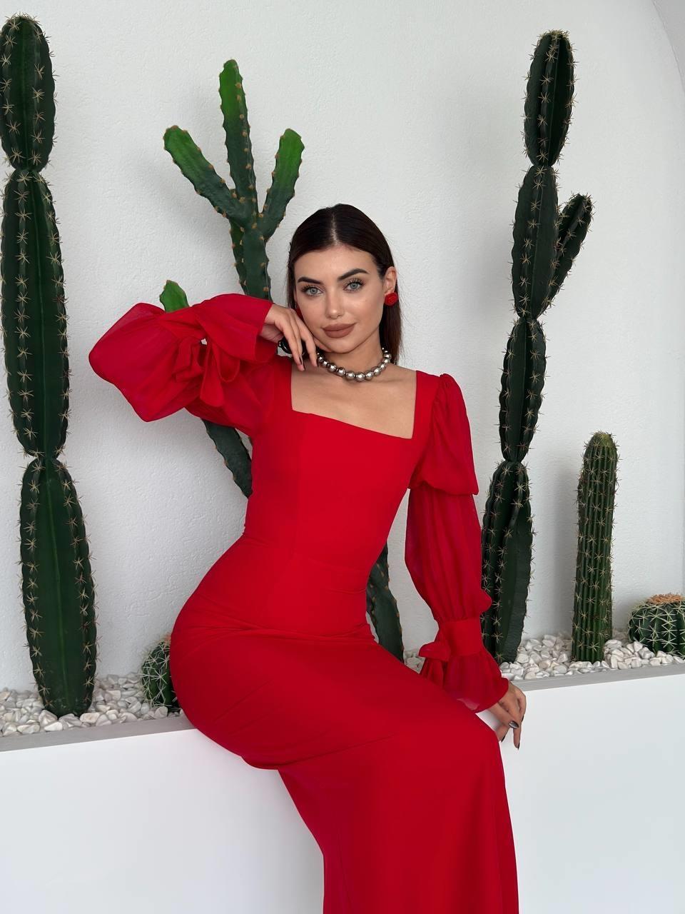 Hare Sleeves Ruffle Detailed Dress