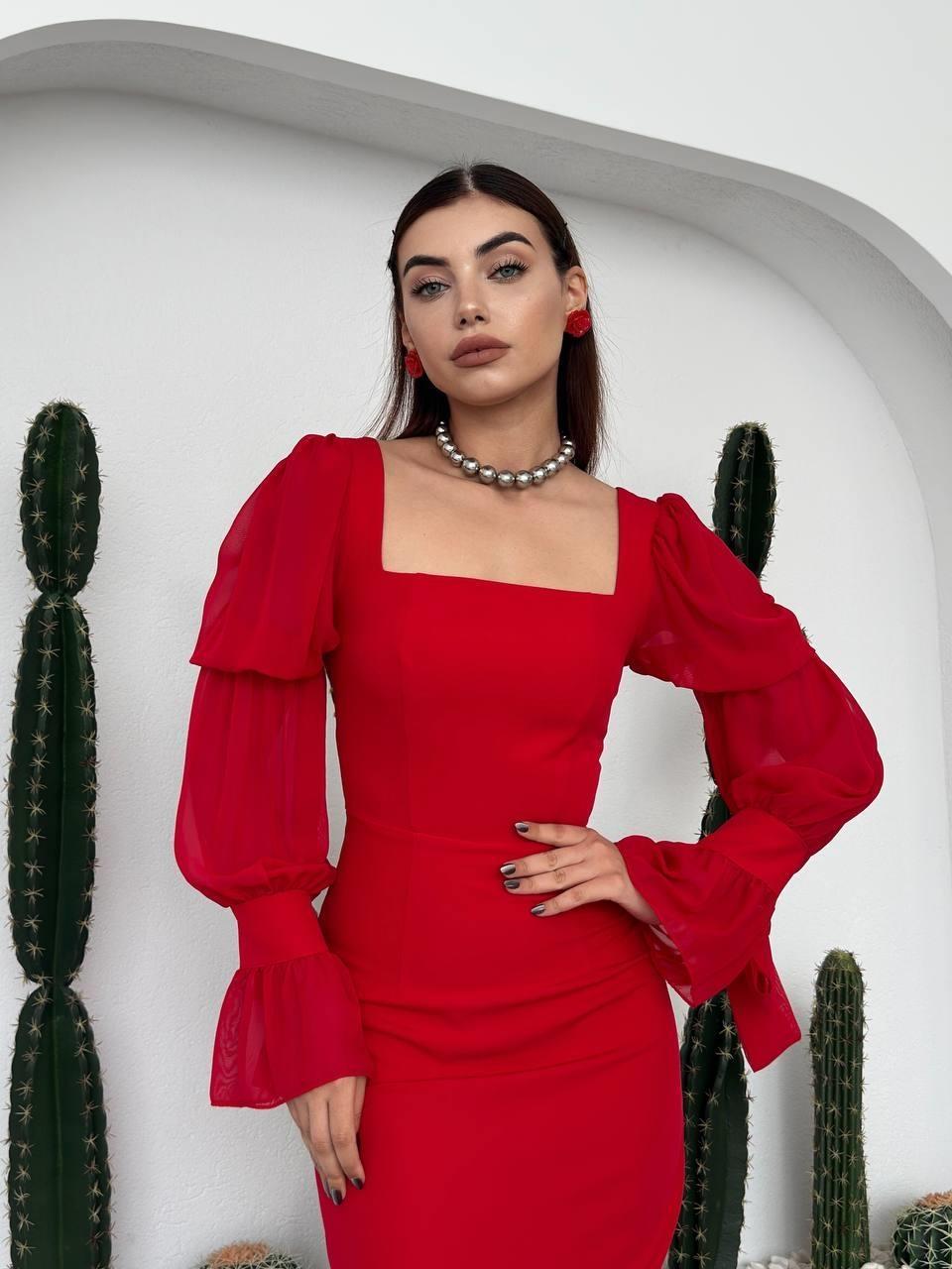 Hare Sleeves Ruffle Detailed Dress