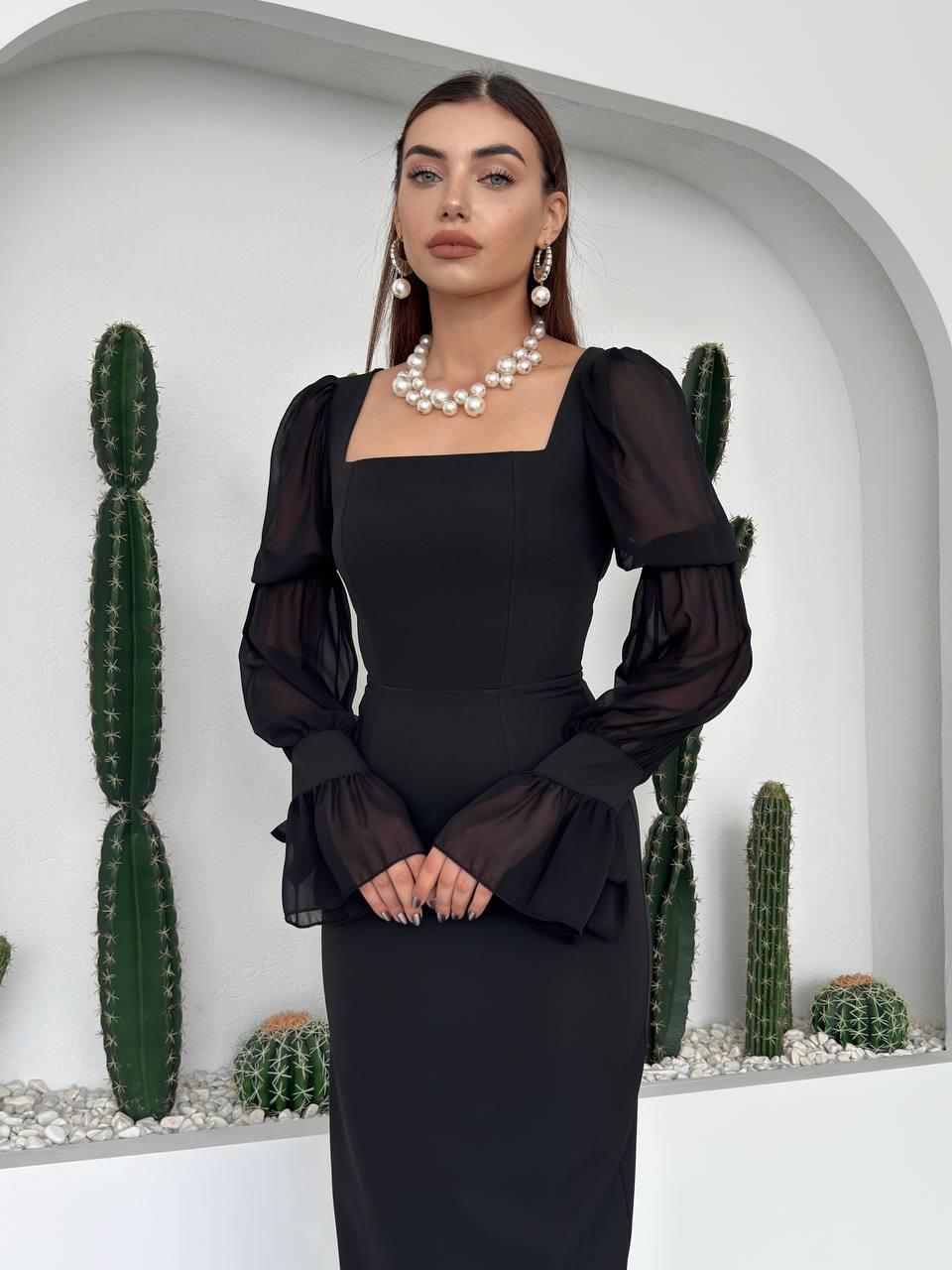 Hare Sleeves Ruffle Detailed Dress