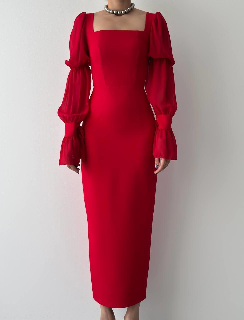 Hare Sleeves Ruffle Detailed Dress