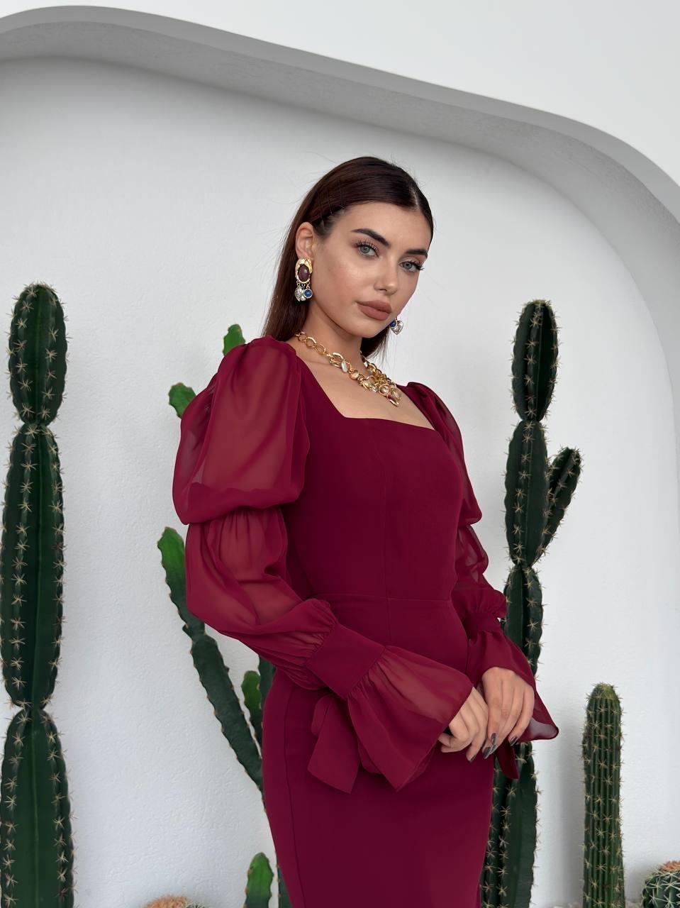 Hare Sleeves Ruffle Detailed Dress