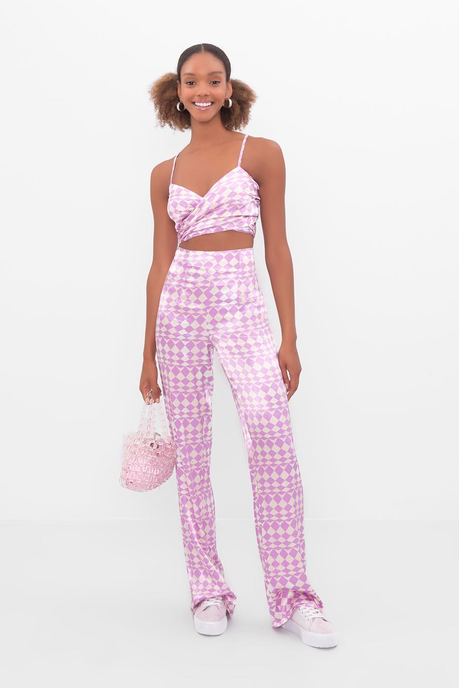 High rise satin pants