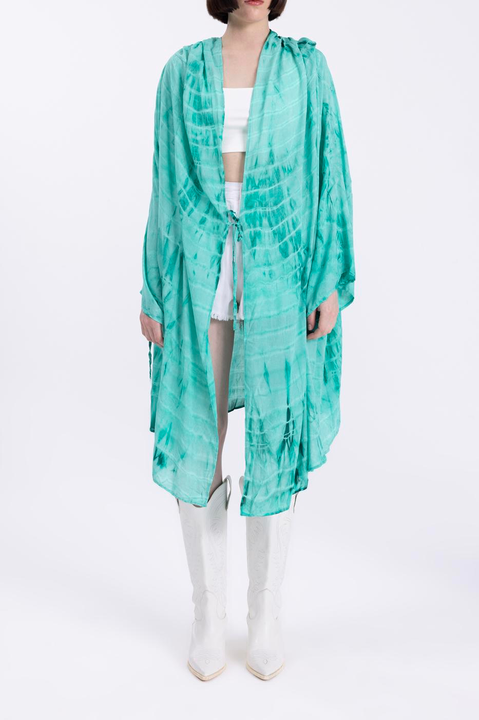 Hooded midi kimono