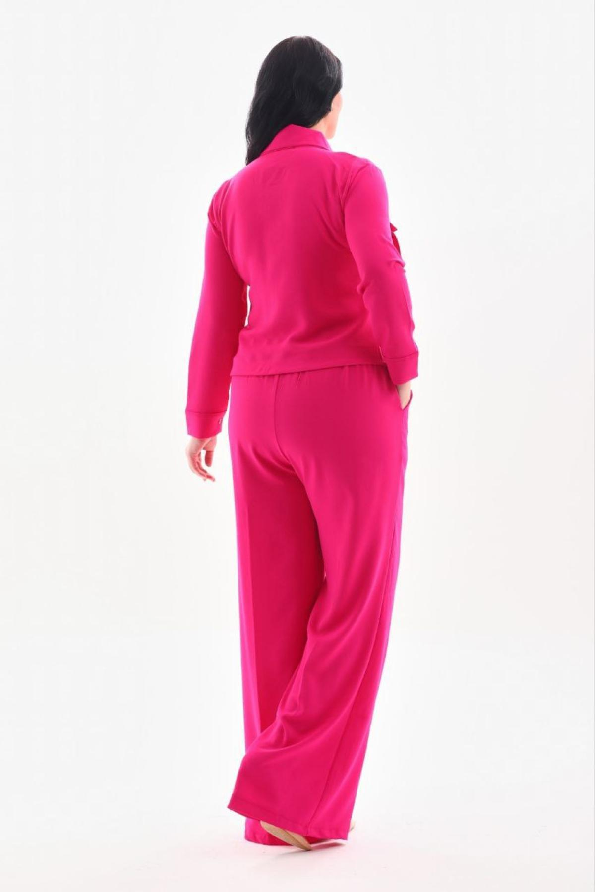 Women shirt and pants set Plus size wholesale Fuchsia color 691549