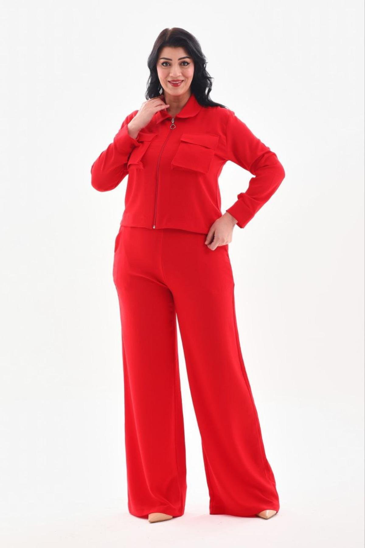 Women shirt and pants set Plus size wholesale Red color 691548
