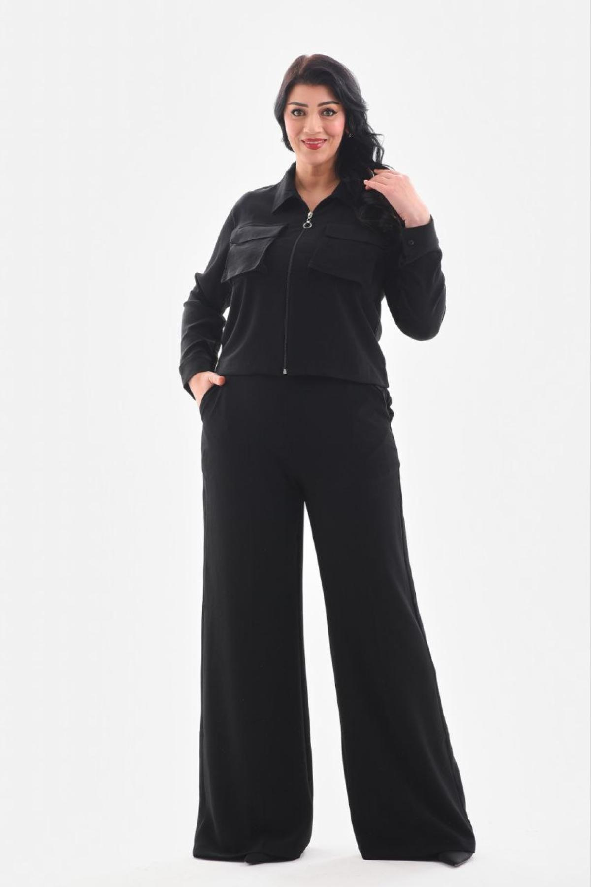 Women shirt and pants set Plus size wholesale Black color 691543