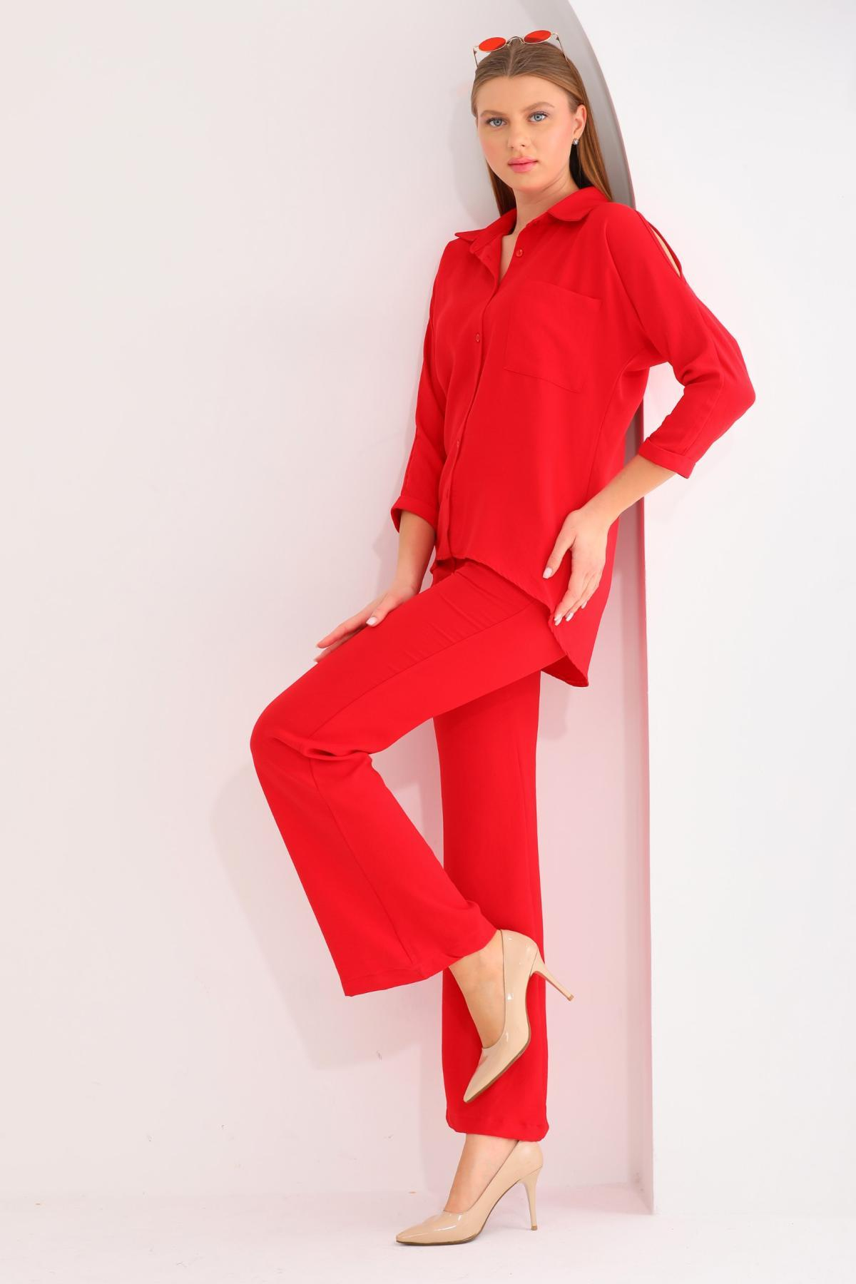 Women shirt and pants set wholesale Red color 691564