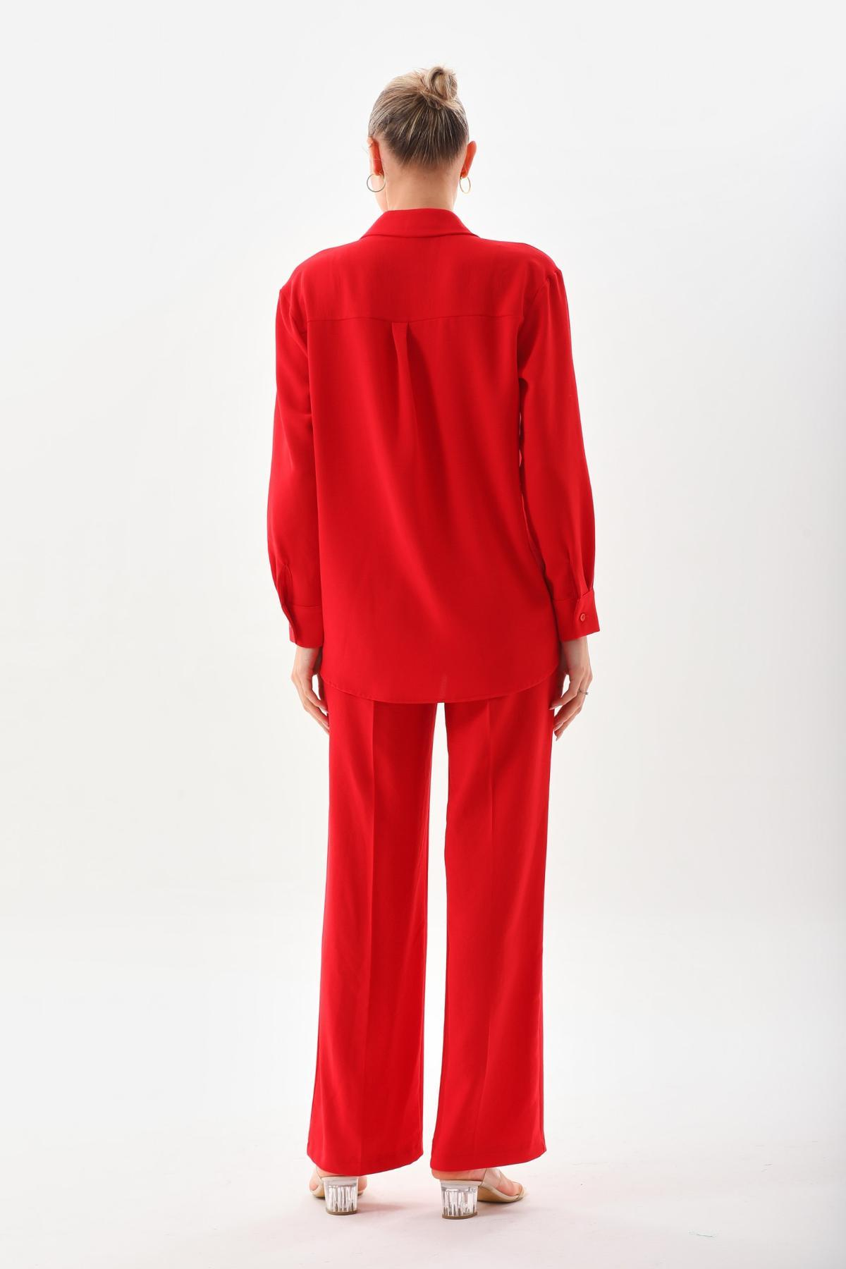 Women shirt and pants set wholesale Red color 691576