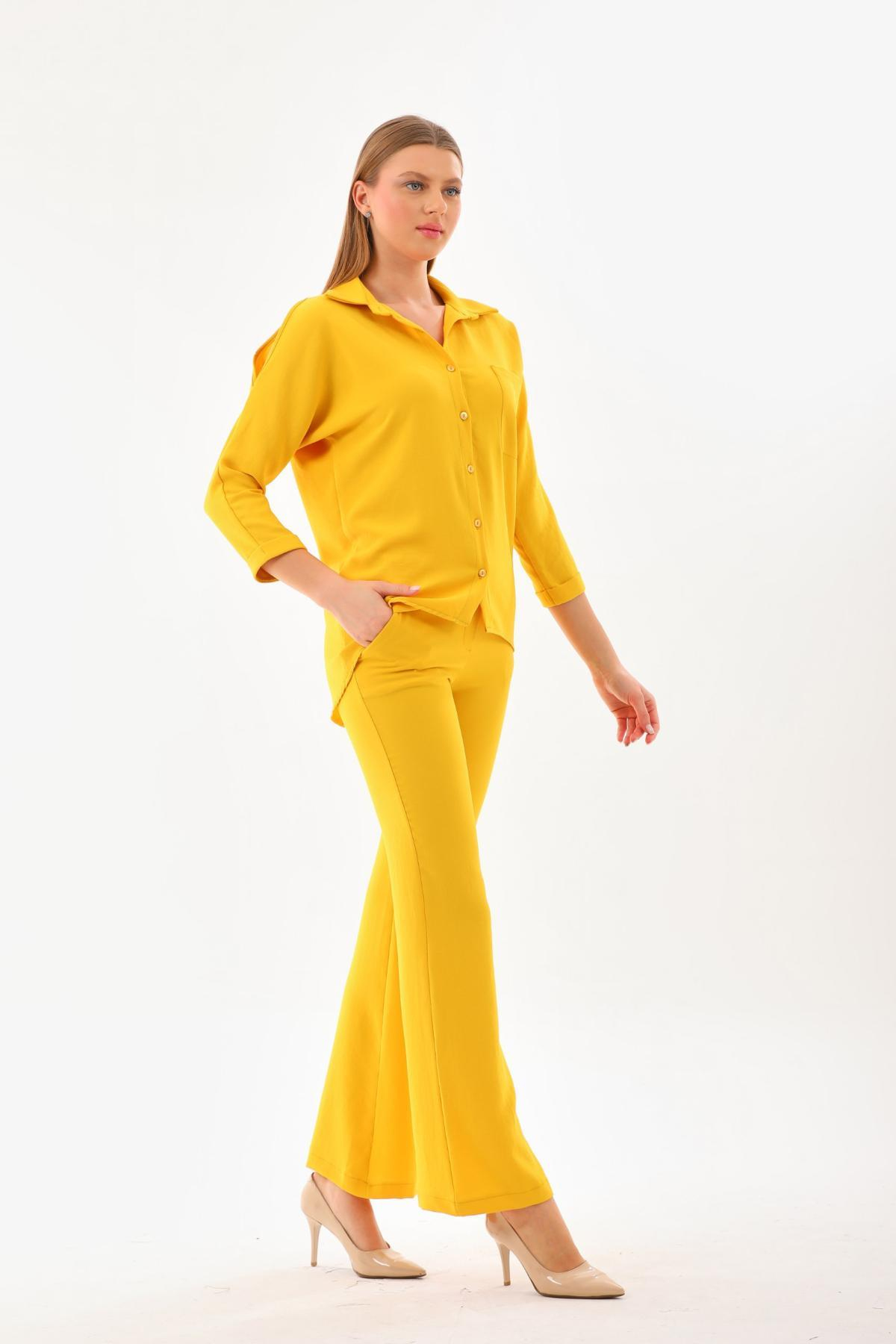 Women shirt and pants set wholesale Yellow color 691560