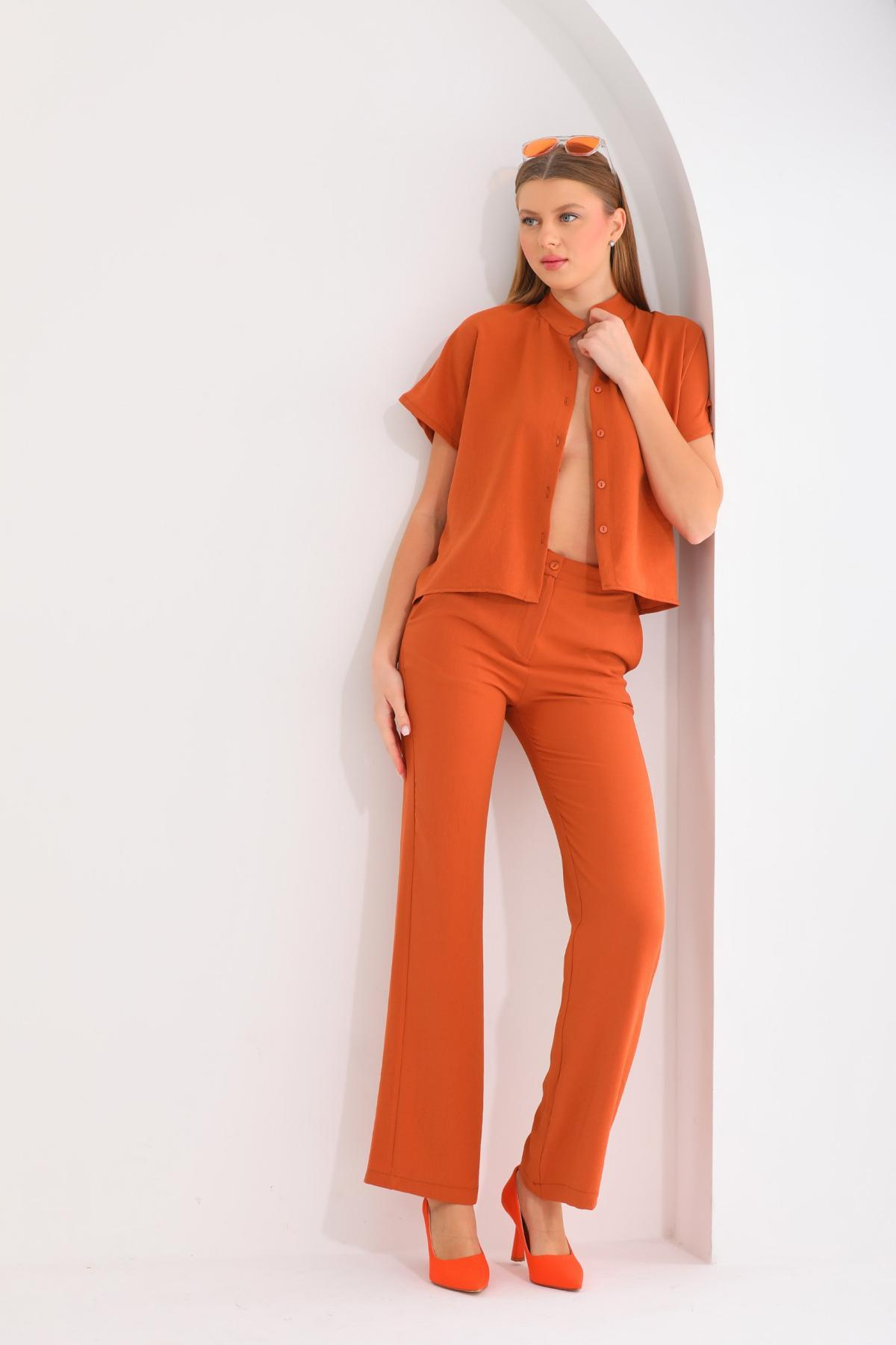 Women shirt and pants set wholesale Terracotta color 691555