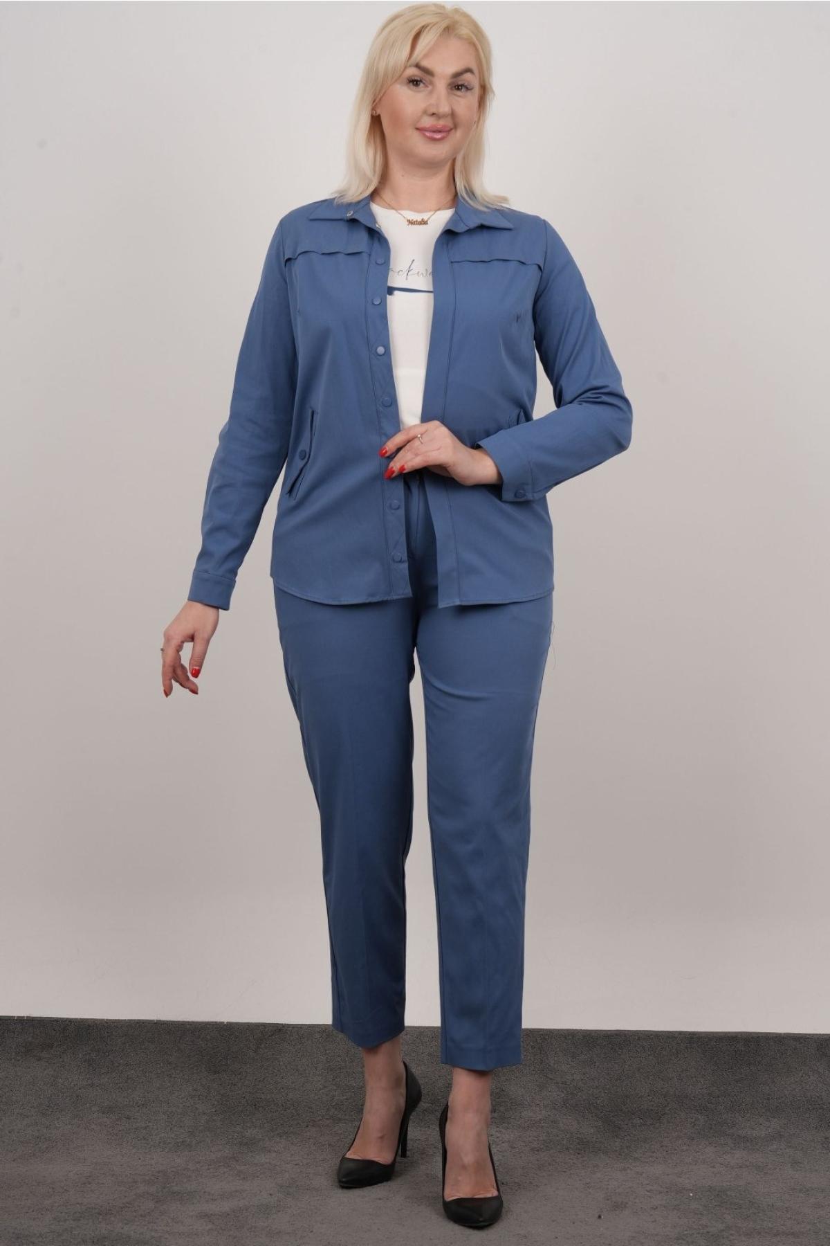 Women trousers suit Plus size wholesale Blue color 686013