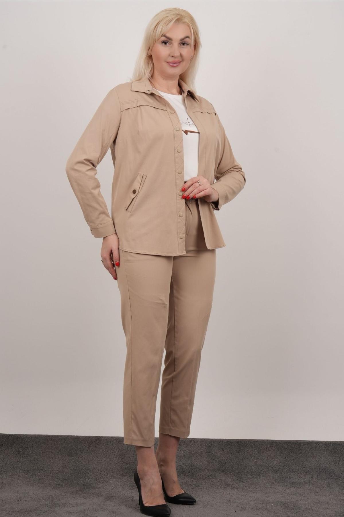 Women trousers suit Plus size wholesale Beige color 686011