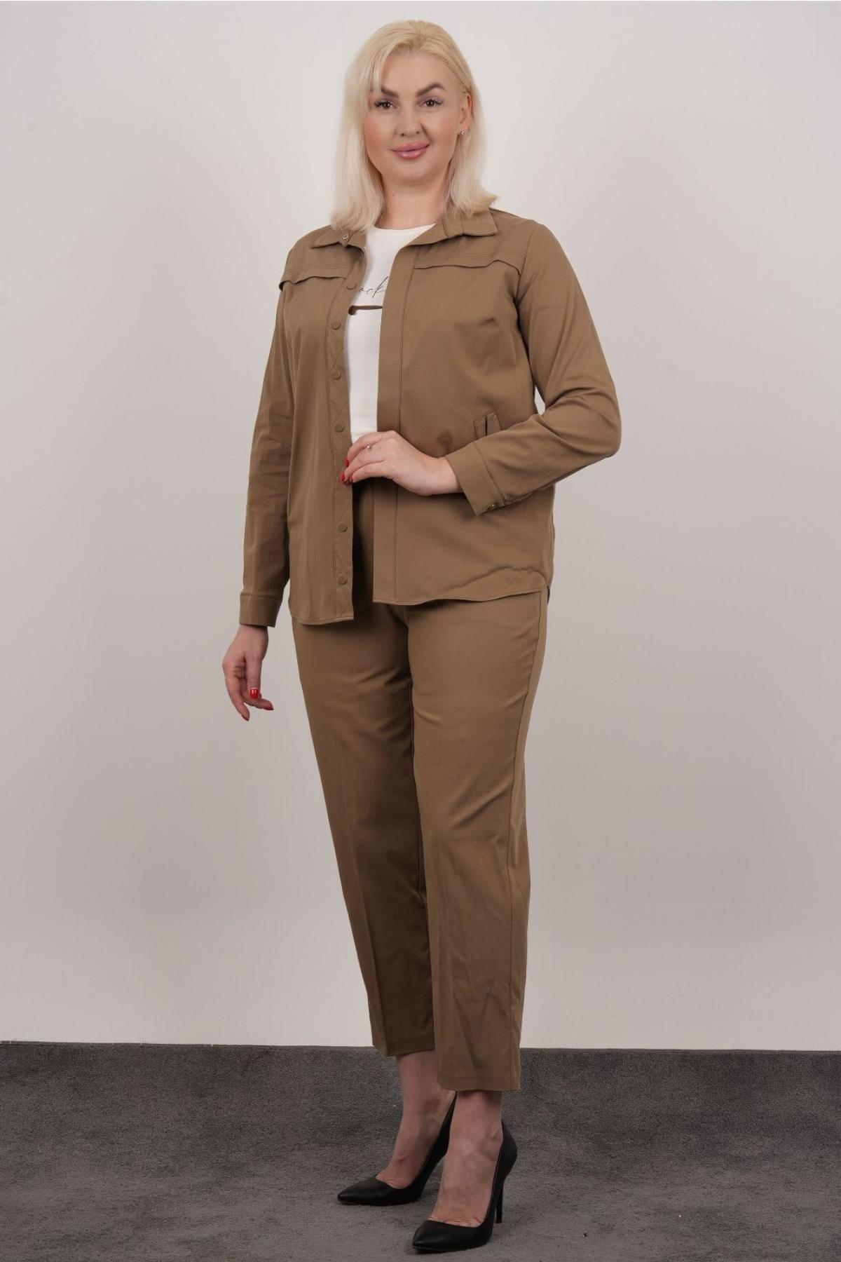 Women trousers suit Plus size wholesale Camel color 686012
