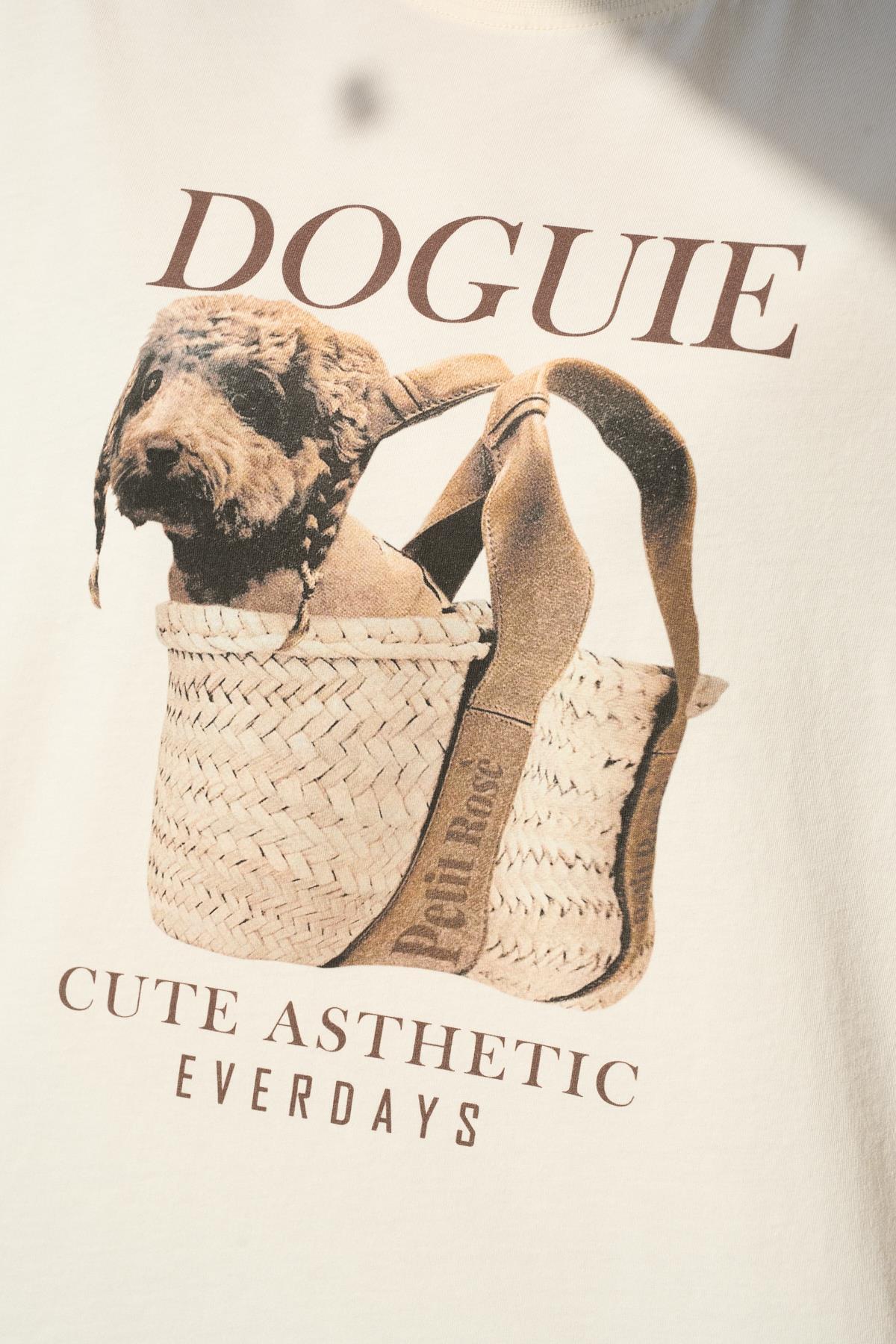 Köpek Baskılı T-Shirt - Ekru