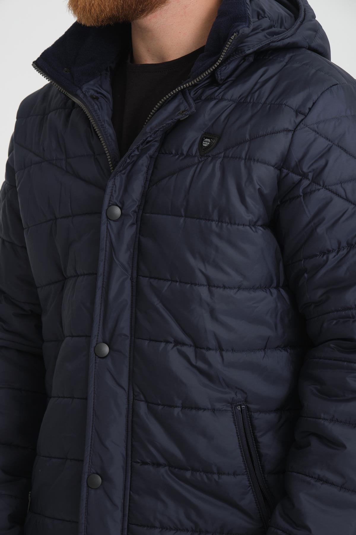 Wholesale Navy Detachable Polar Hood Jersey Lined Jacket 3027L