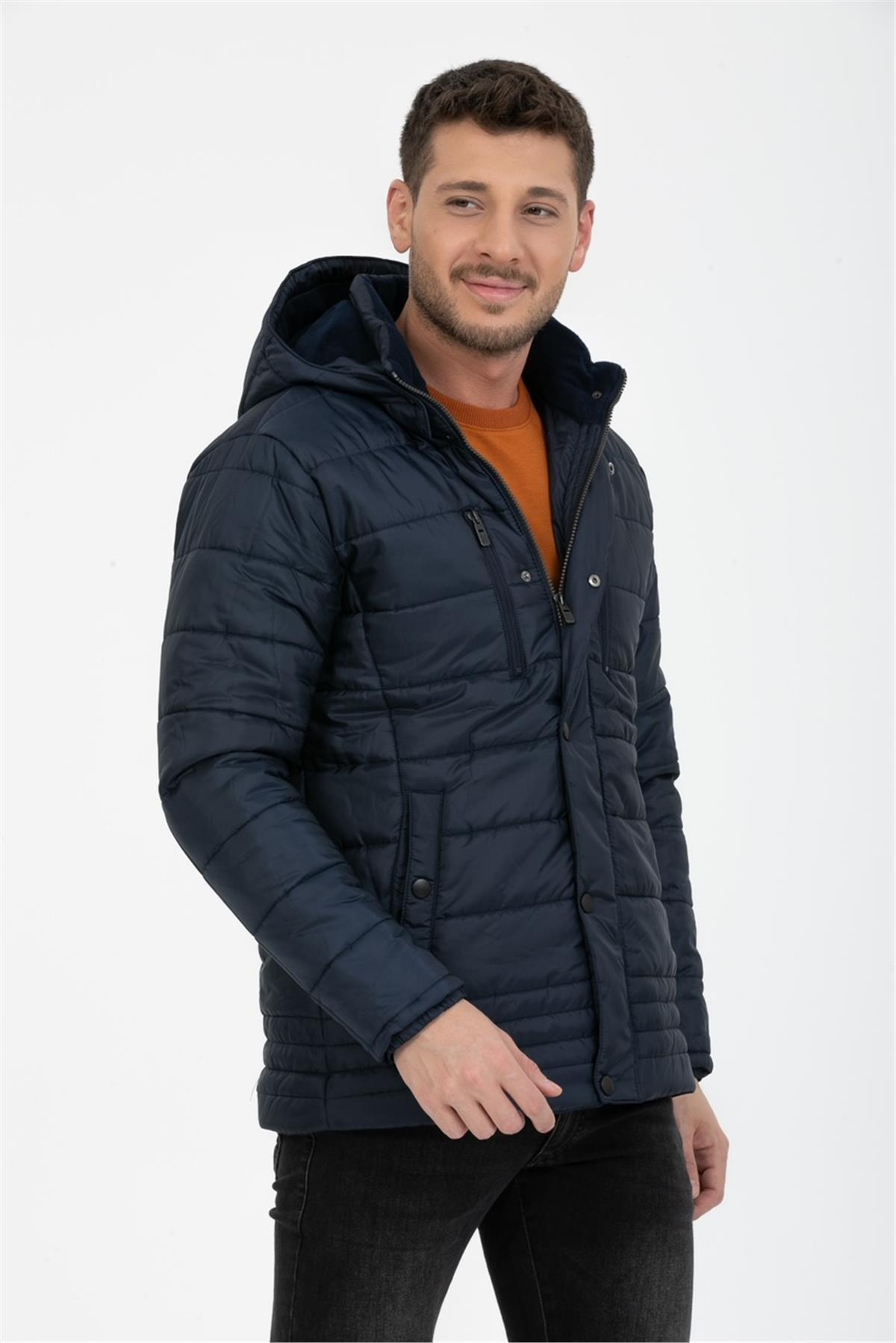 Wholesale Navy Polar Lined Coat 3753L