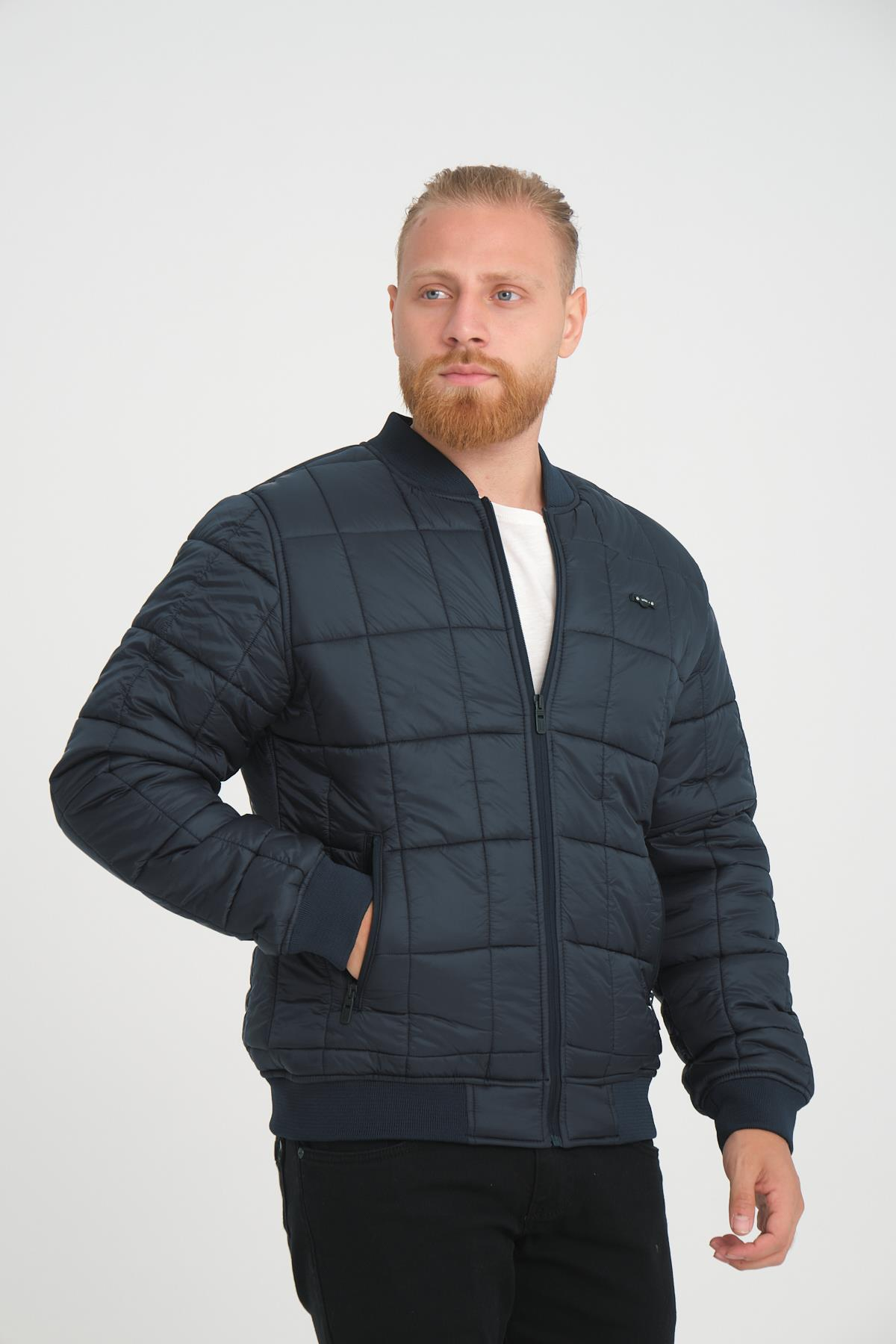 Wholesale Navy Quilted Pilot Jacket 4574L