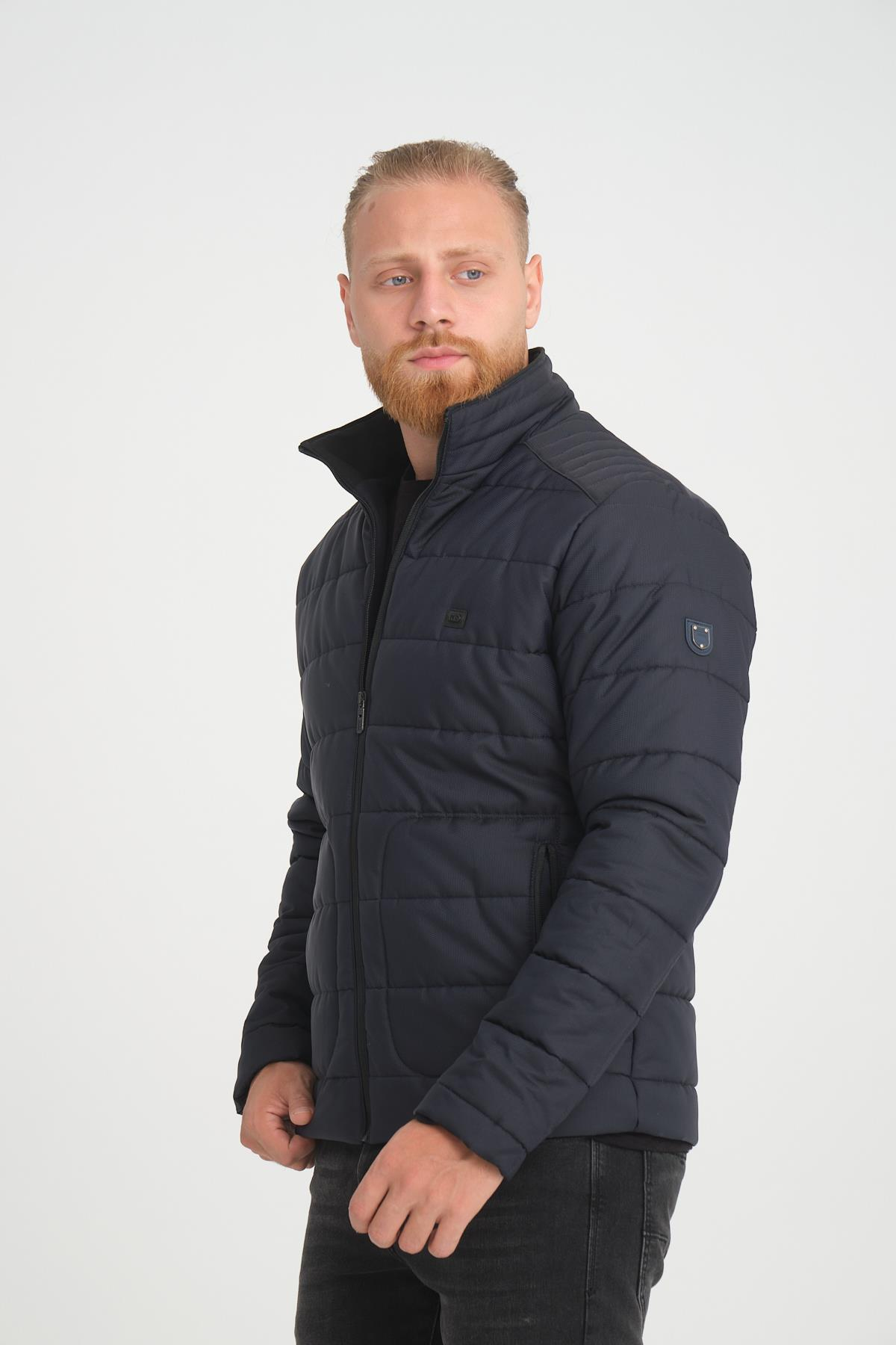 Wholesale Navy Ripstop Stand Collar Waterproof Jacket 3084L