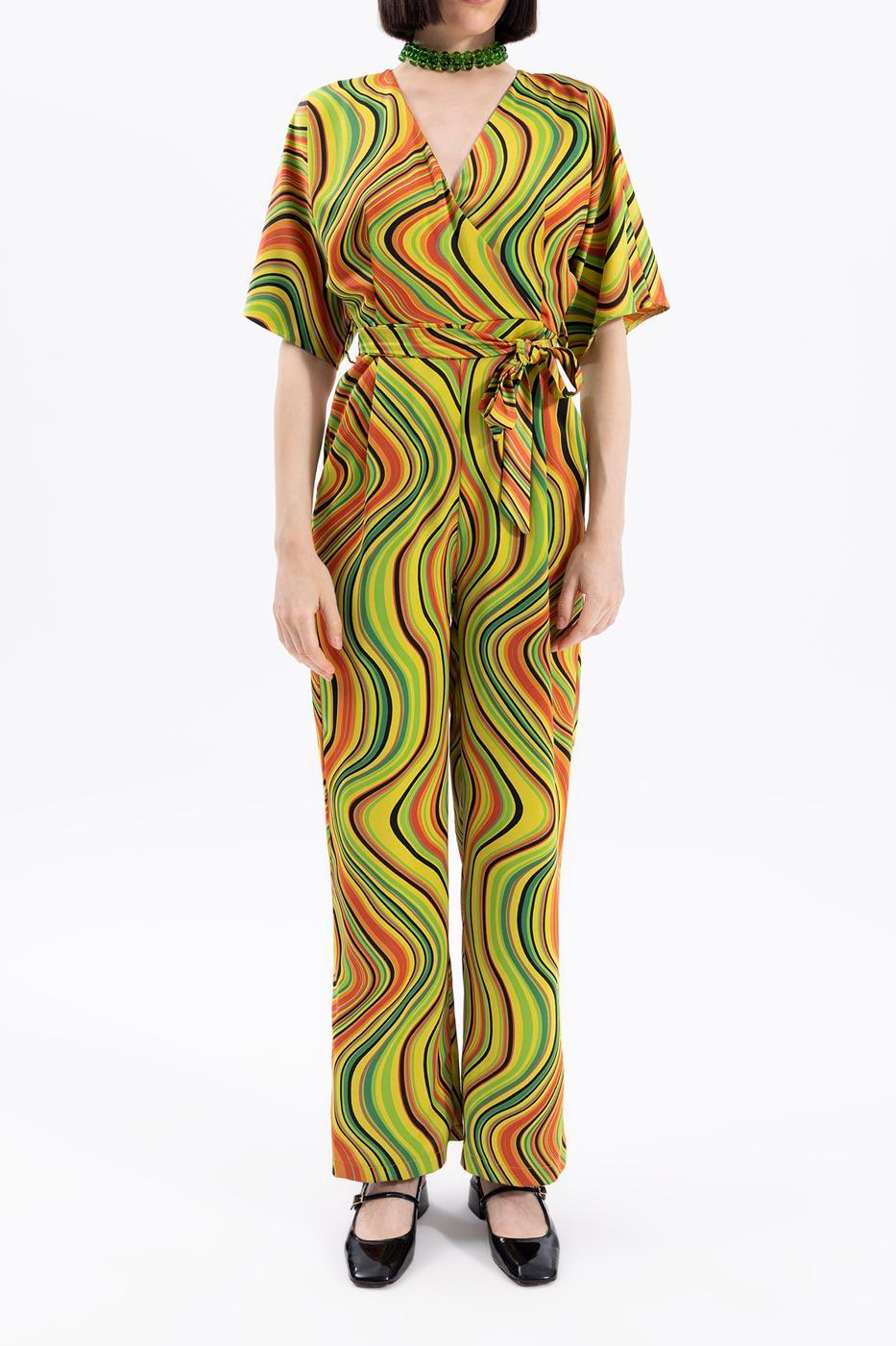 Lapel Collar Printed Jumpsuit