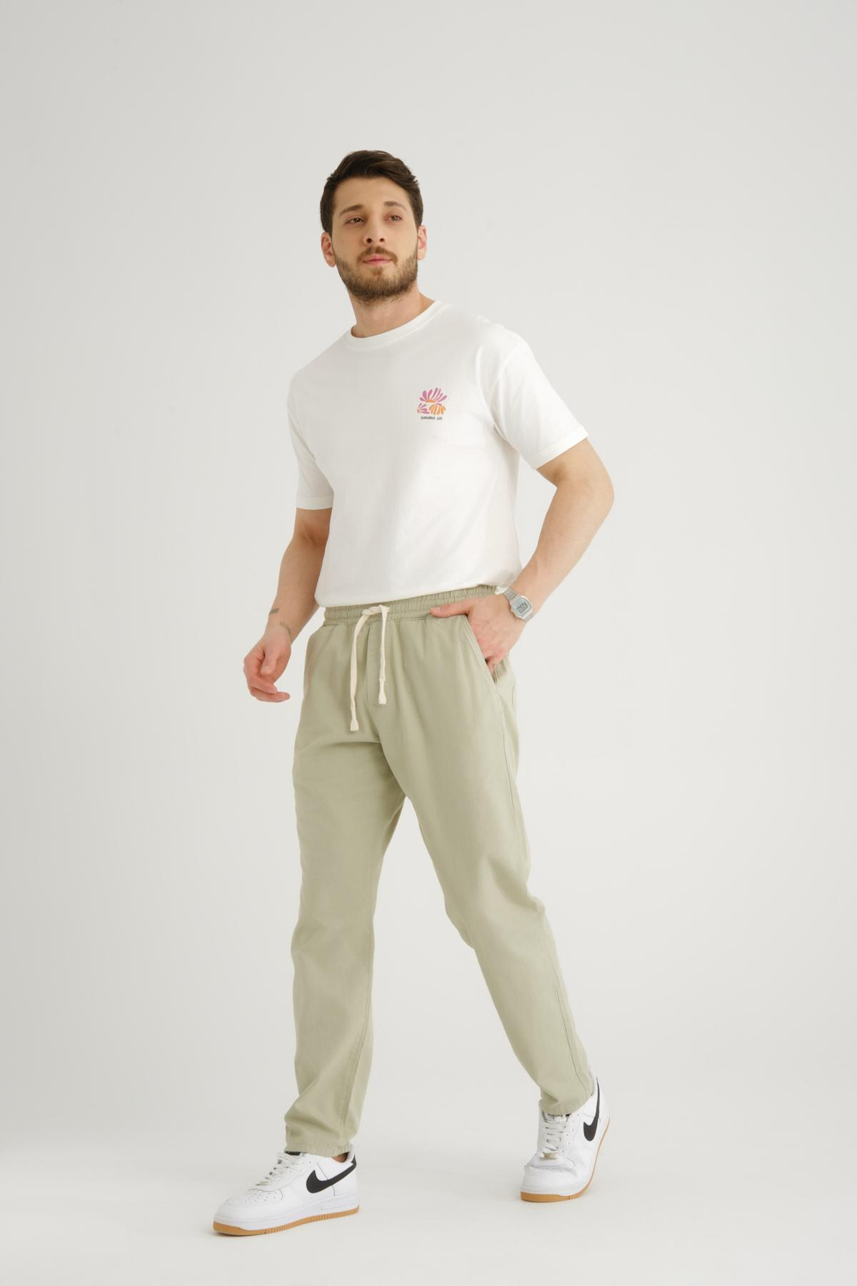 Men drawstring pants wholesale Sand color 693716