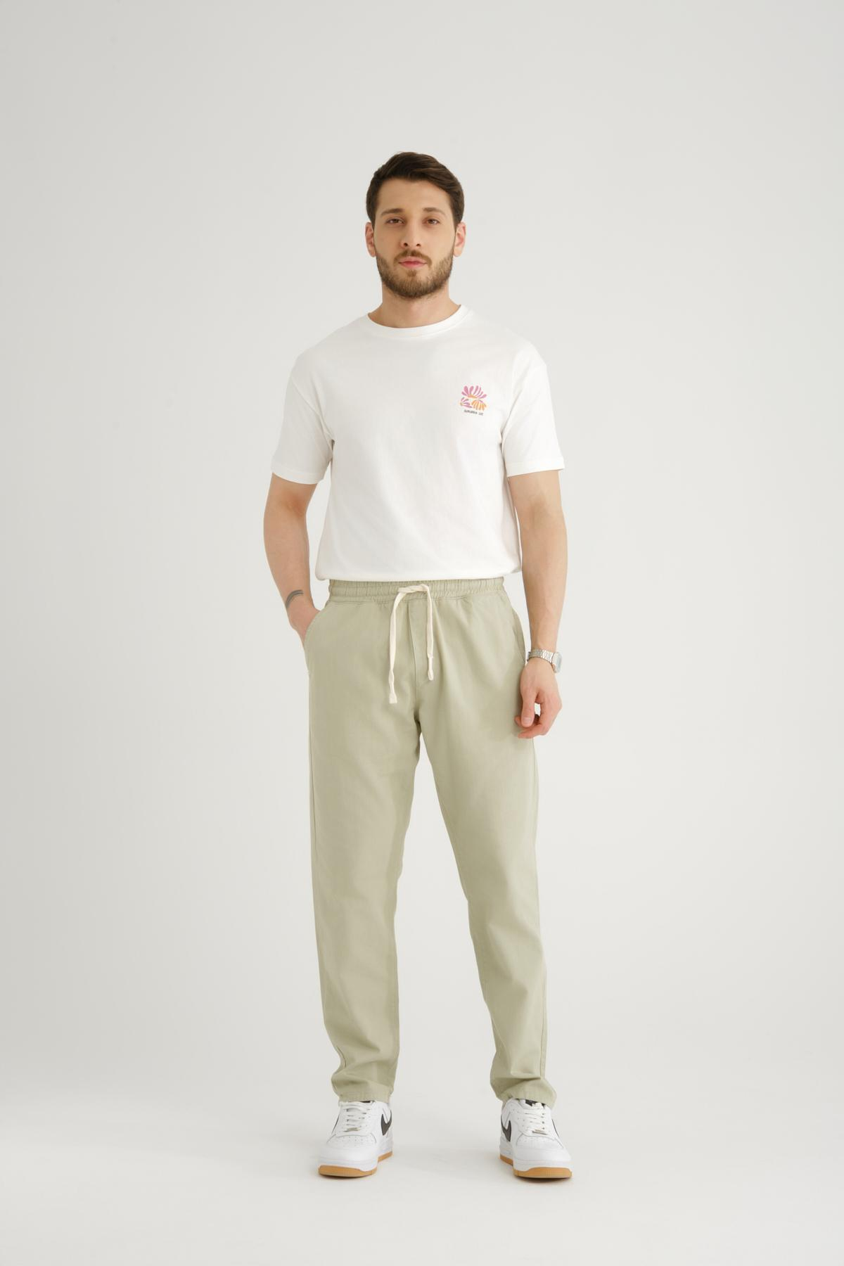 Men drawstring pants wholesale Sand color 693716
