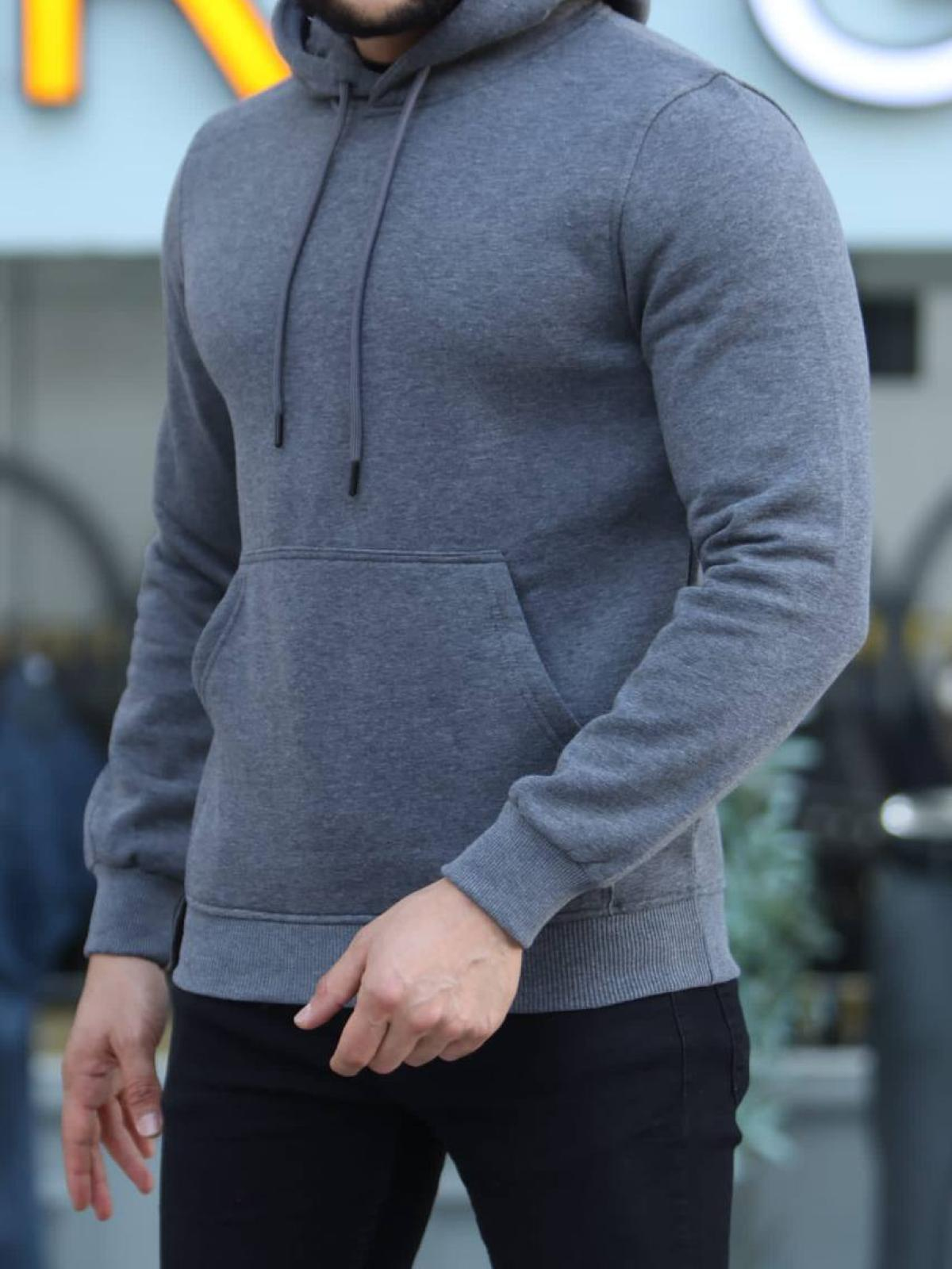 Men fleece hoodie wholesale Gray color 677306