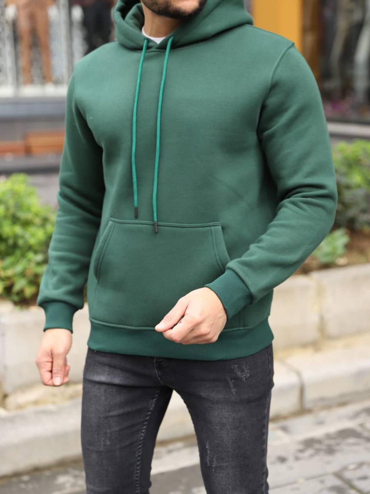 Men fleece hoodie wholesale Khaki color 677327