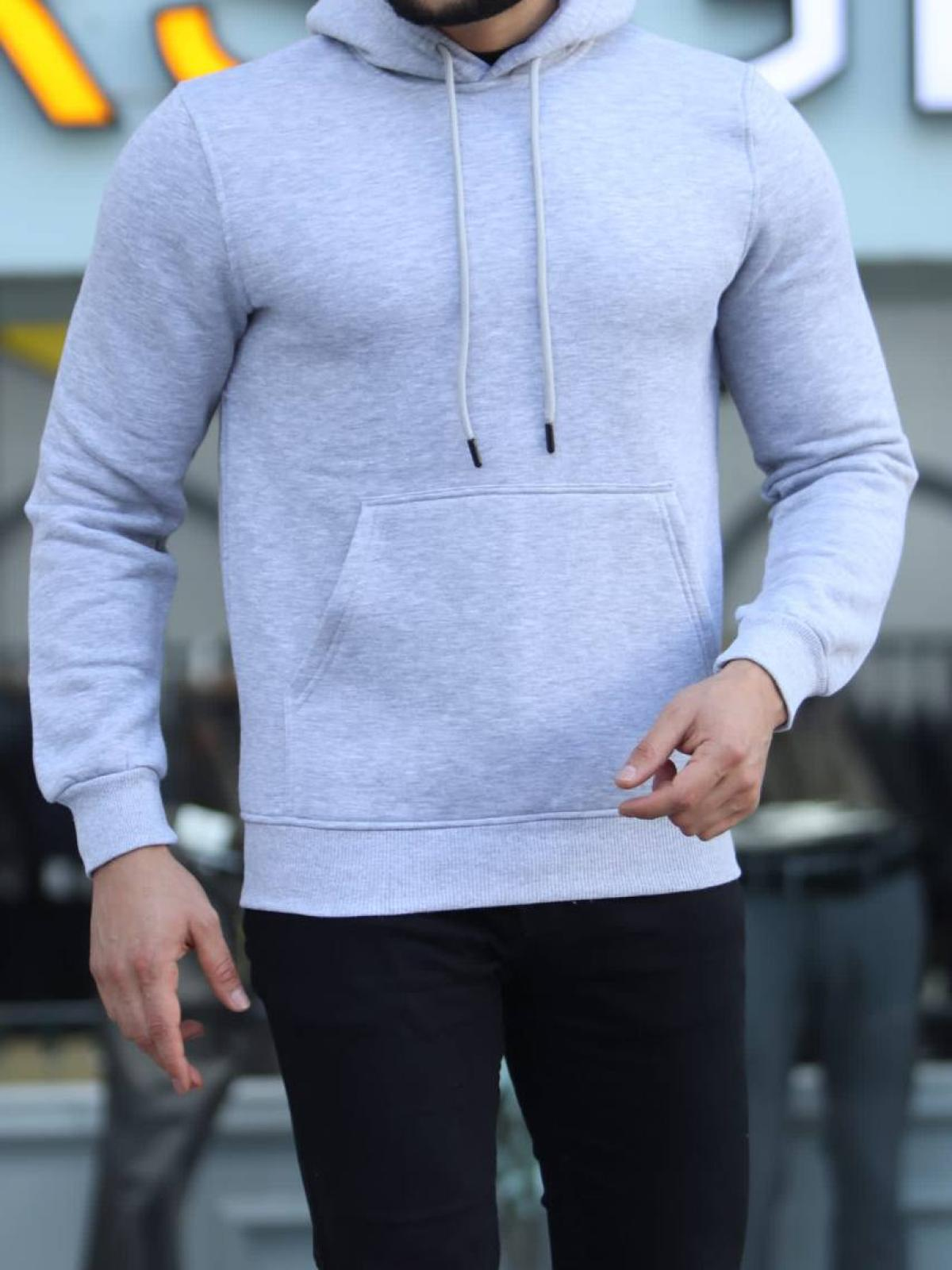Men fleece hoodie wholesale Light-Gray color 677361