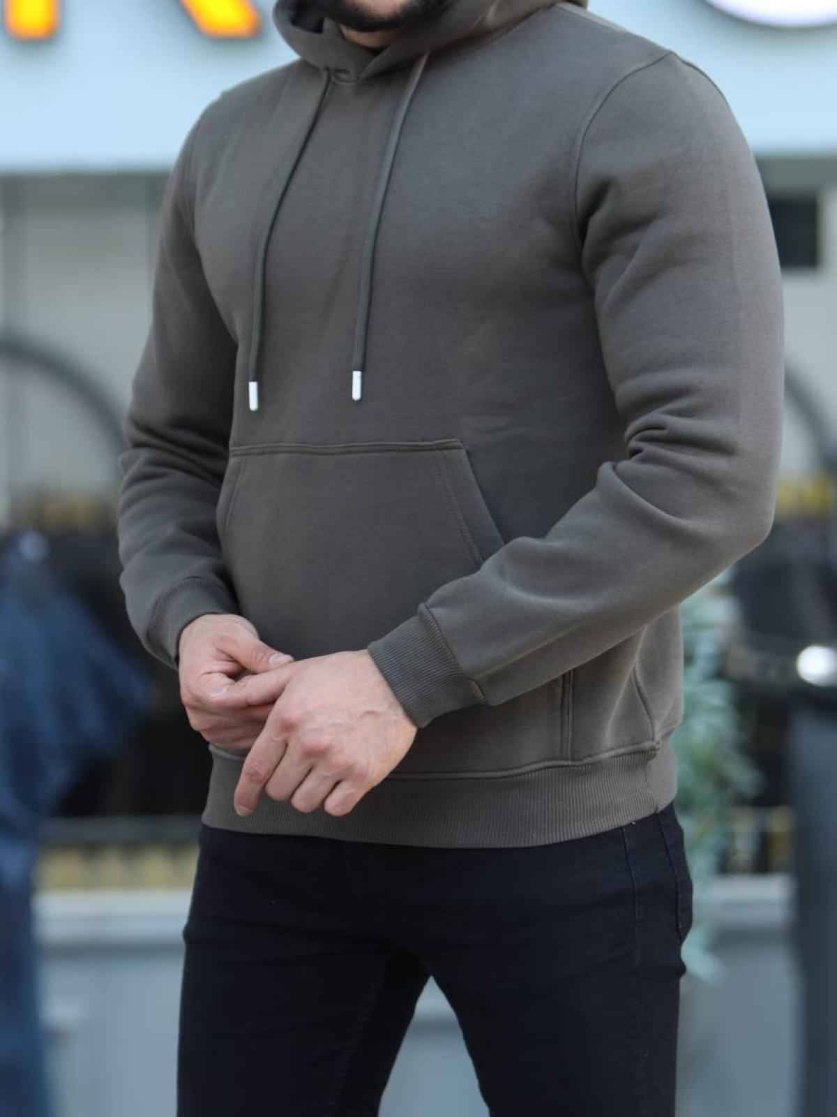 Men fleece hoodie wholesale Mink color 677304