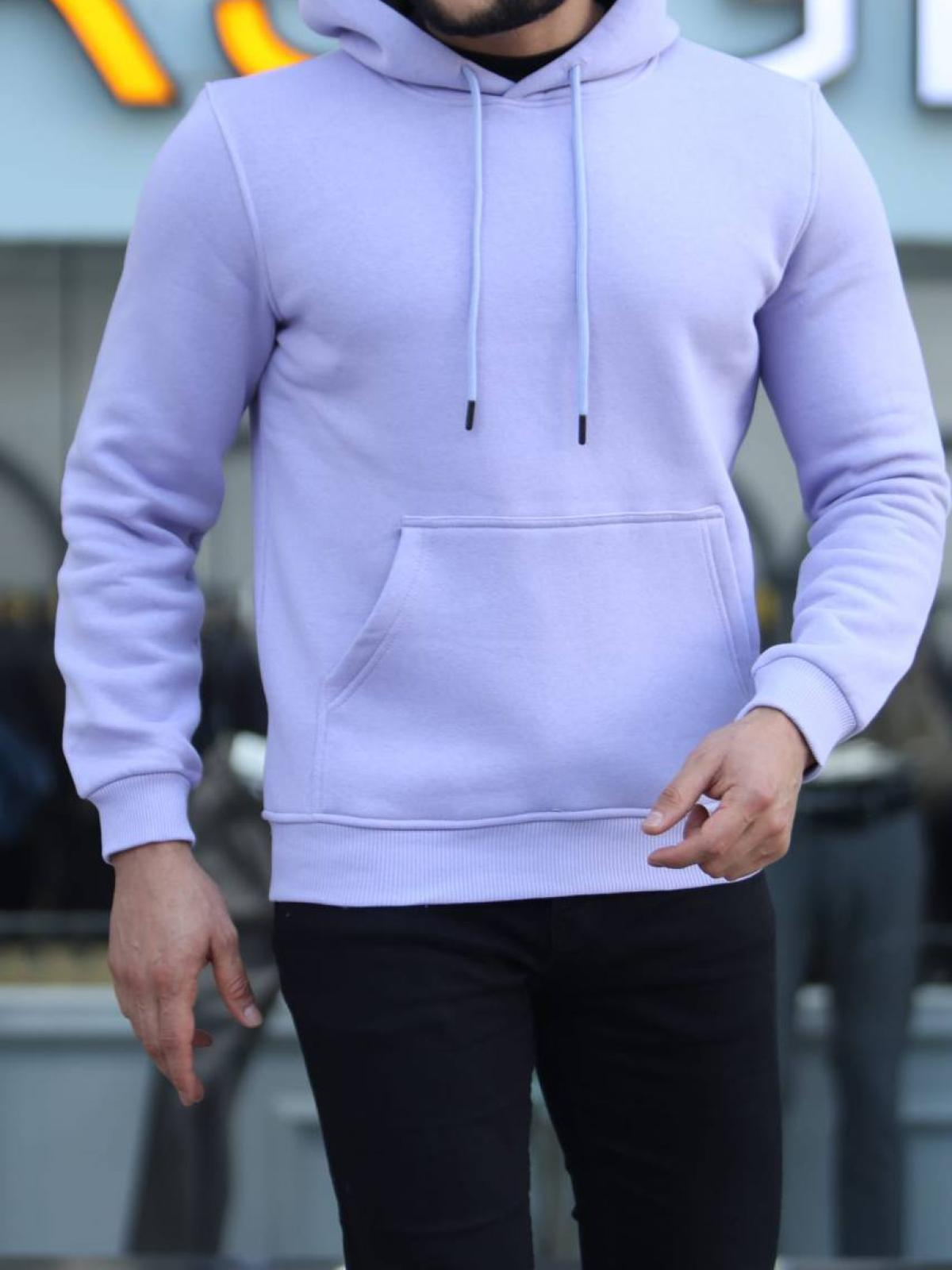 Men fleece hoodie wholesale Powder color 677302