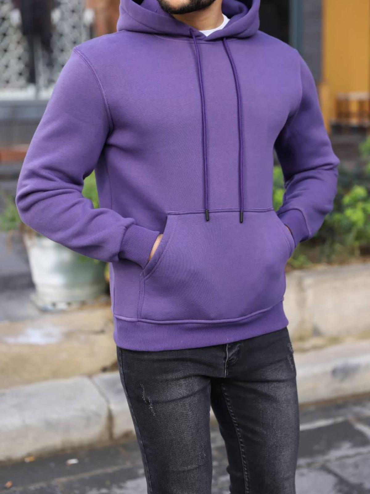 Men fleece hoodie wholesale Purple color 677308