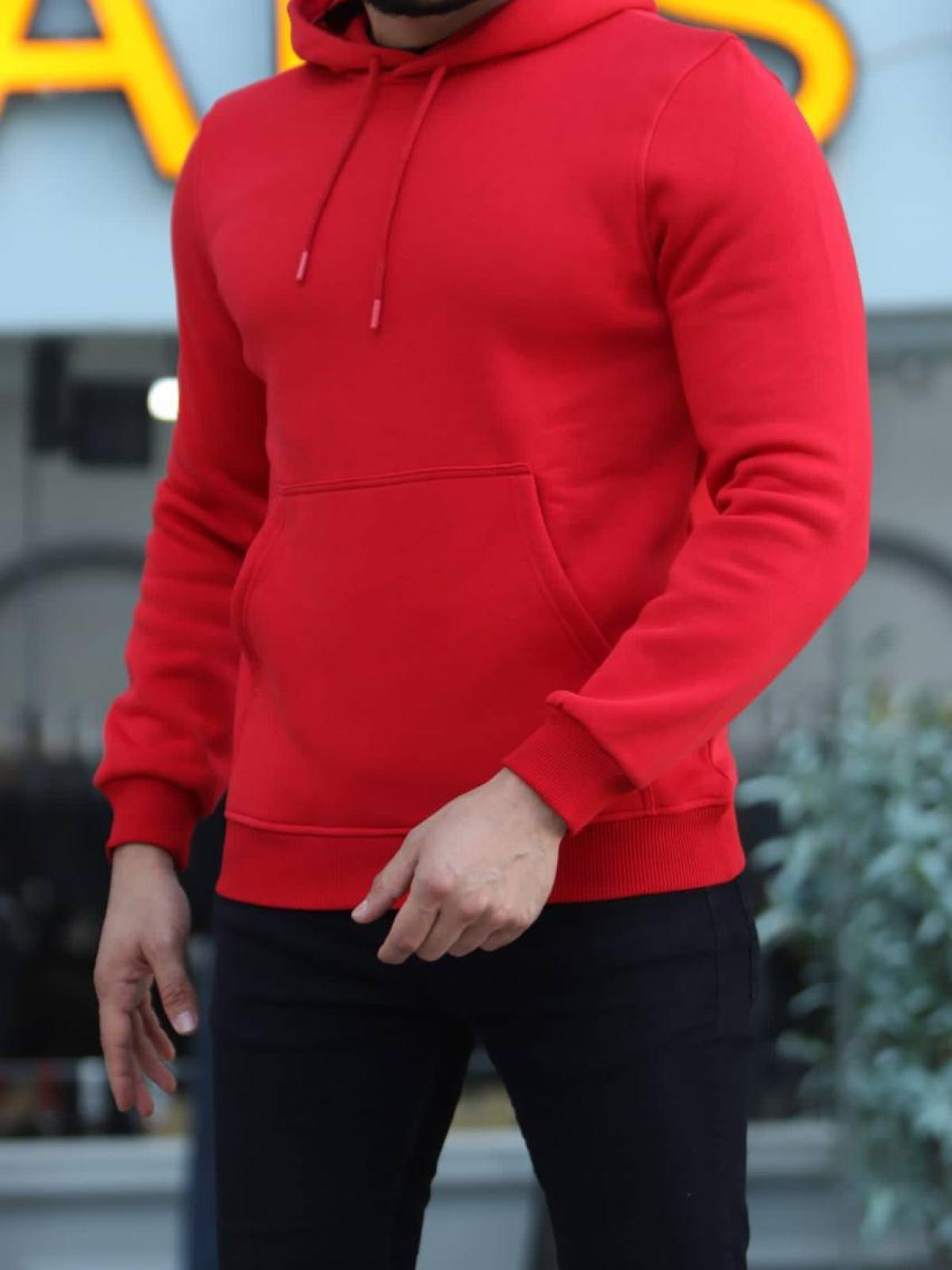 Men fleece hoodie wholesale Red color 677305
