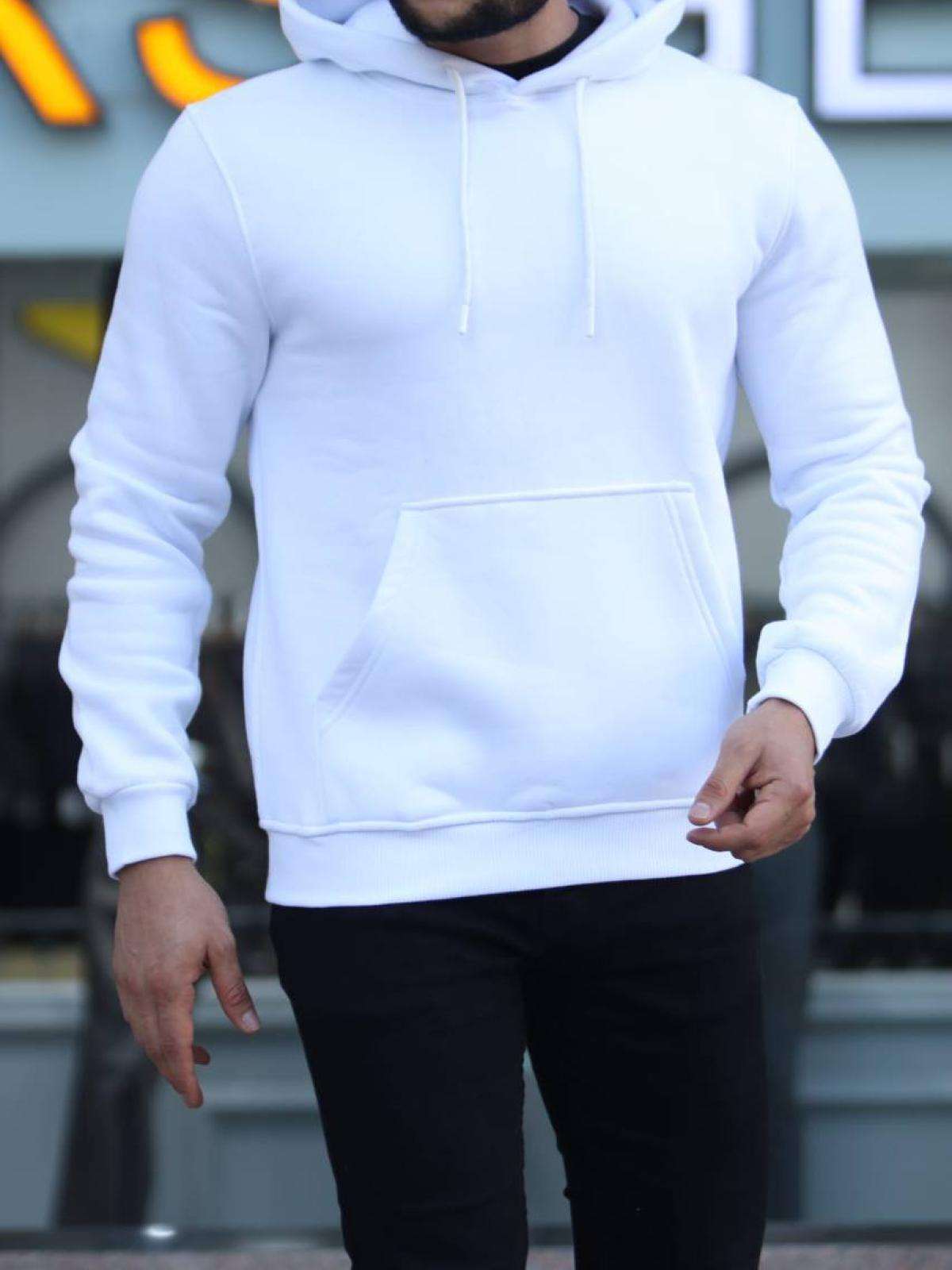 Men fleece hoodie wholesale White color 677300