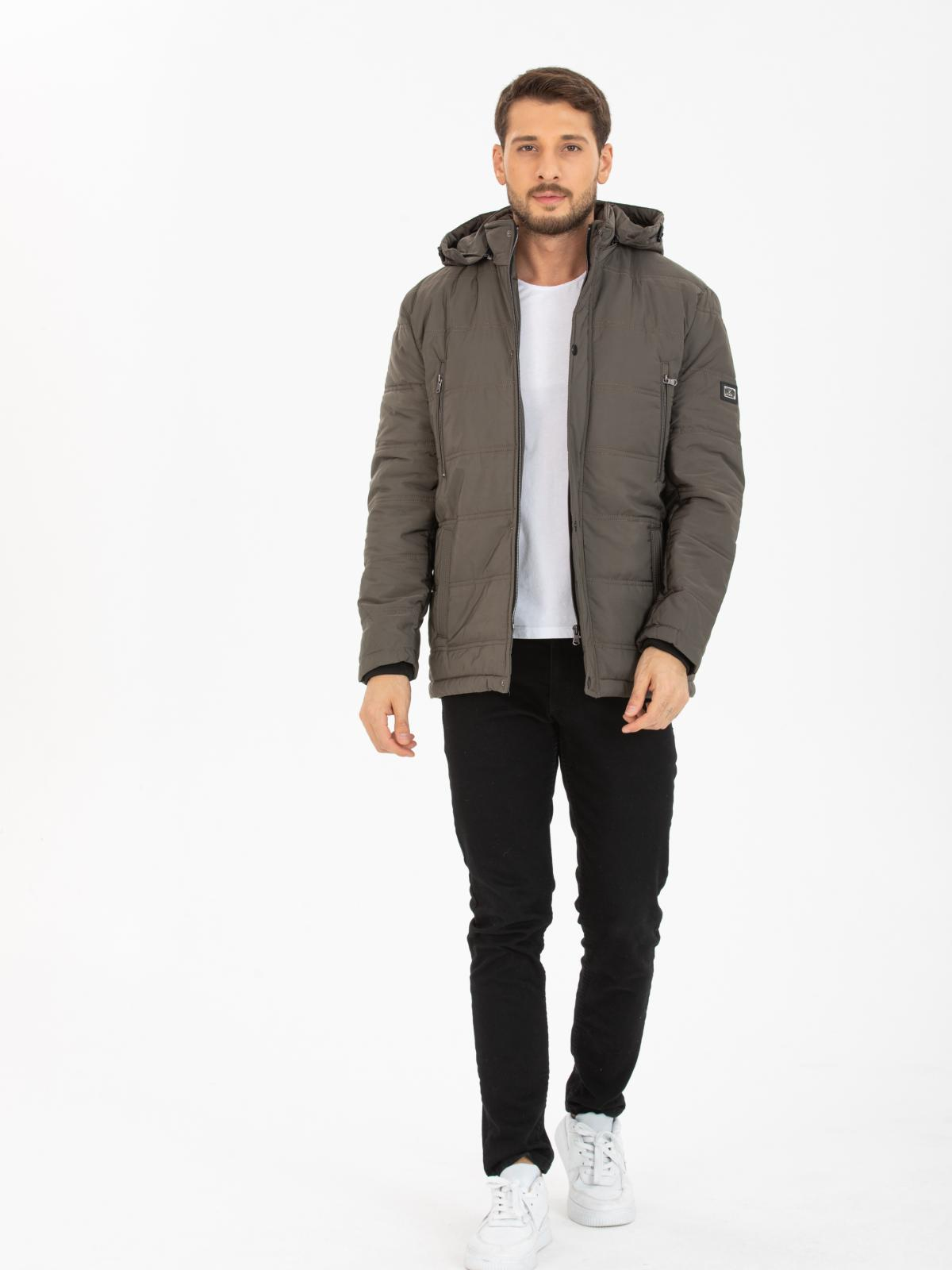 Men hooded down jacket wholesale Gray color 677219