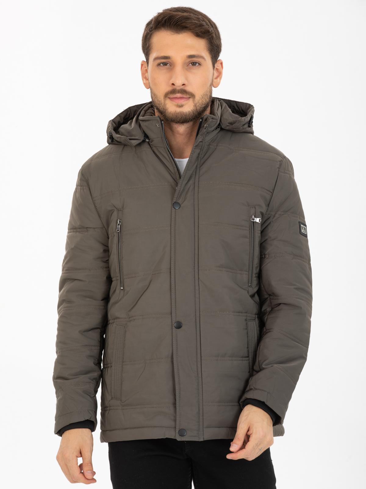Men hooded down jacket wholesale Gray color 677219