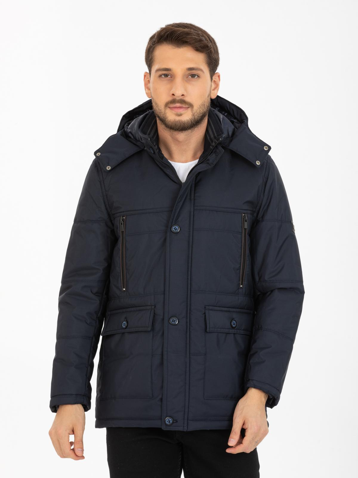 Men hooded down jacket wholesale Navy color 677220