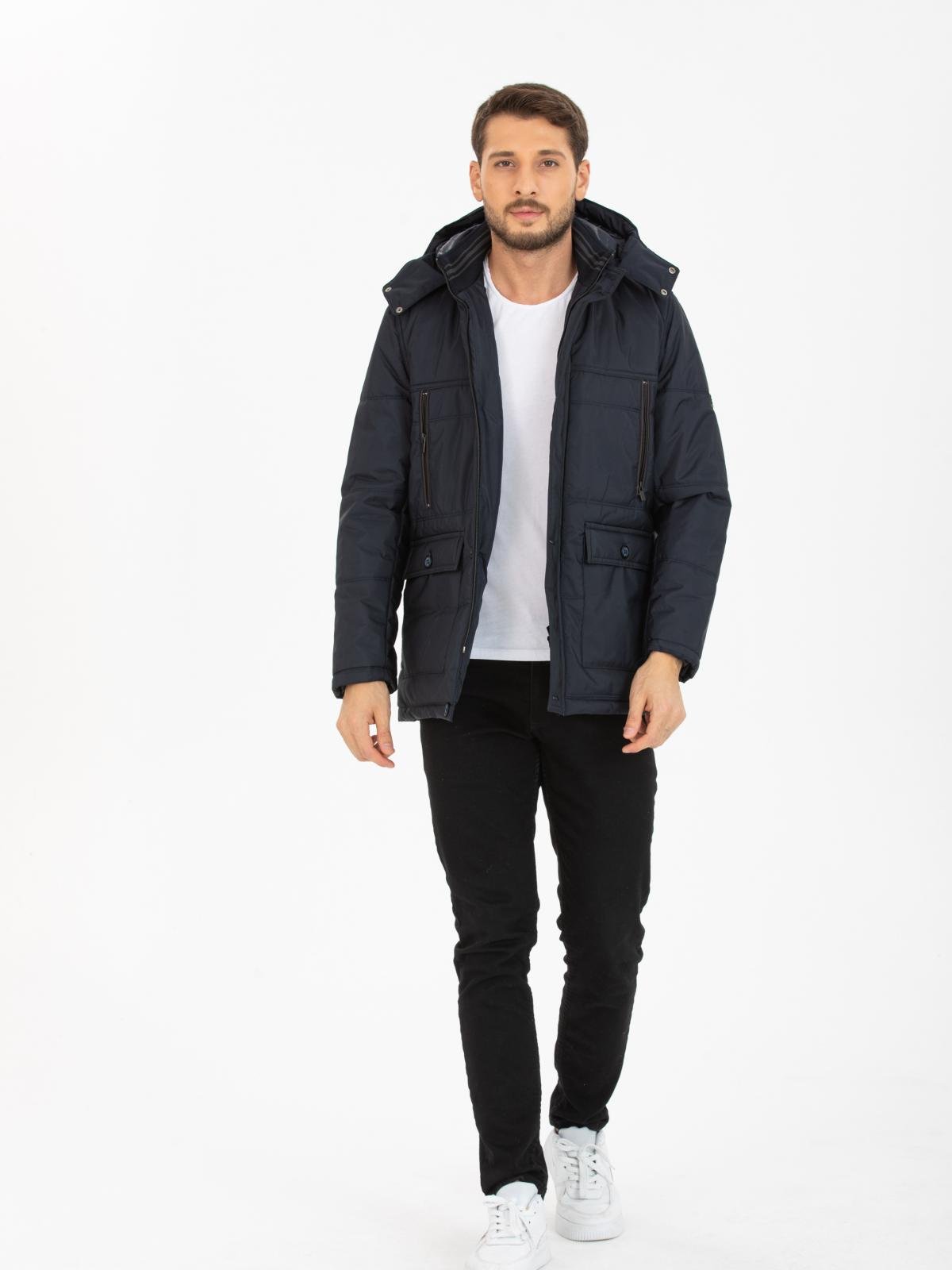 Men hooded down jacket wholesale Navy color 677220