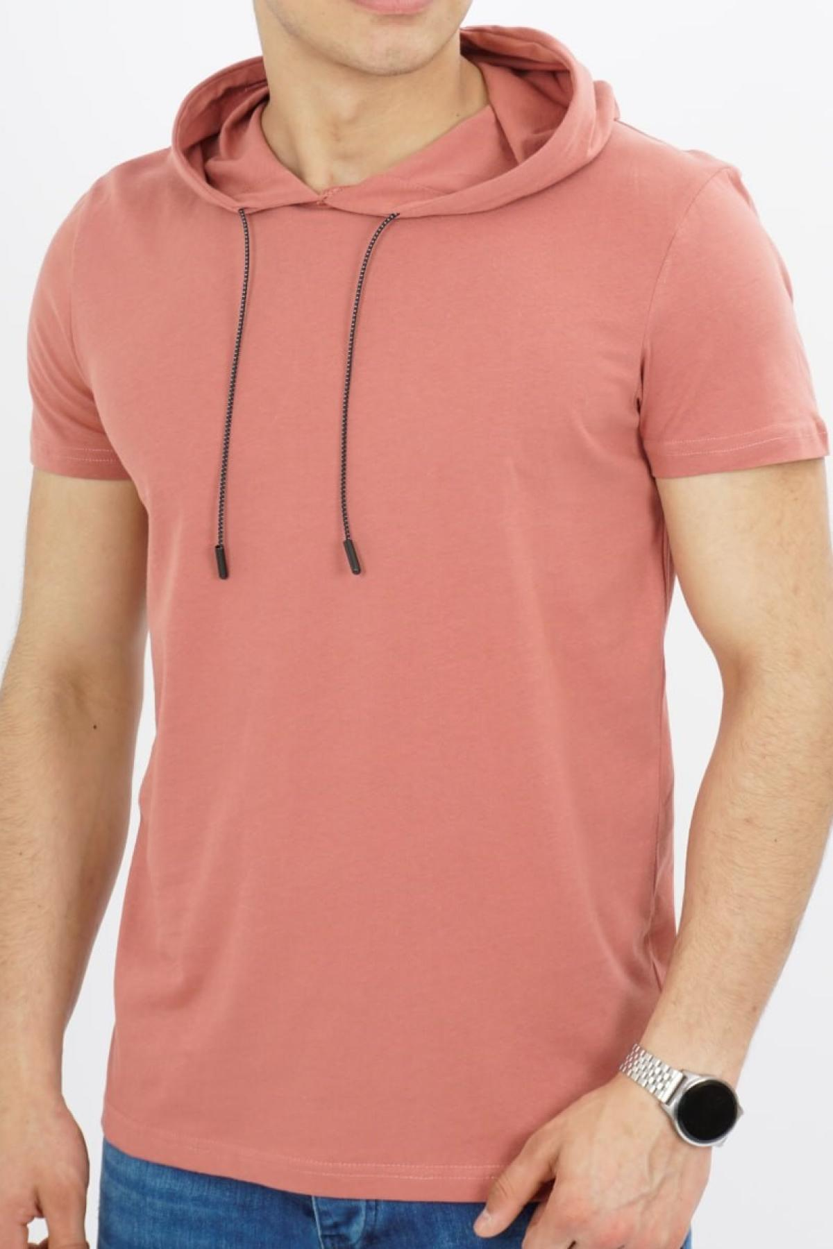 Men hooded t-shirt wholesale Coral color 682859