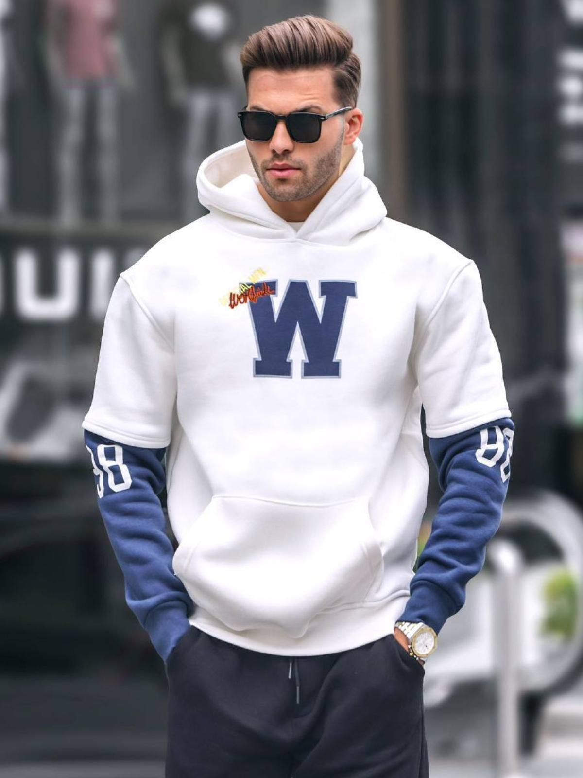 Men printed hoodie wholesale White color 678079
