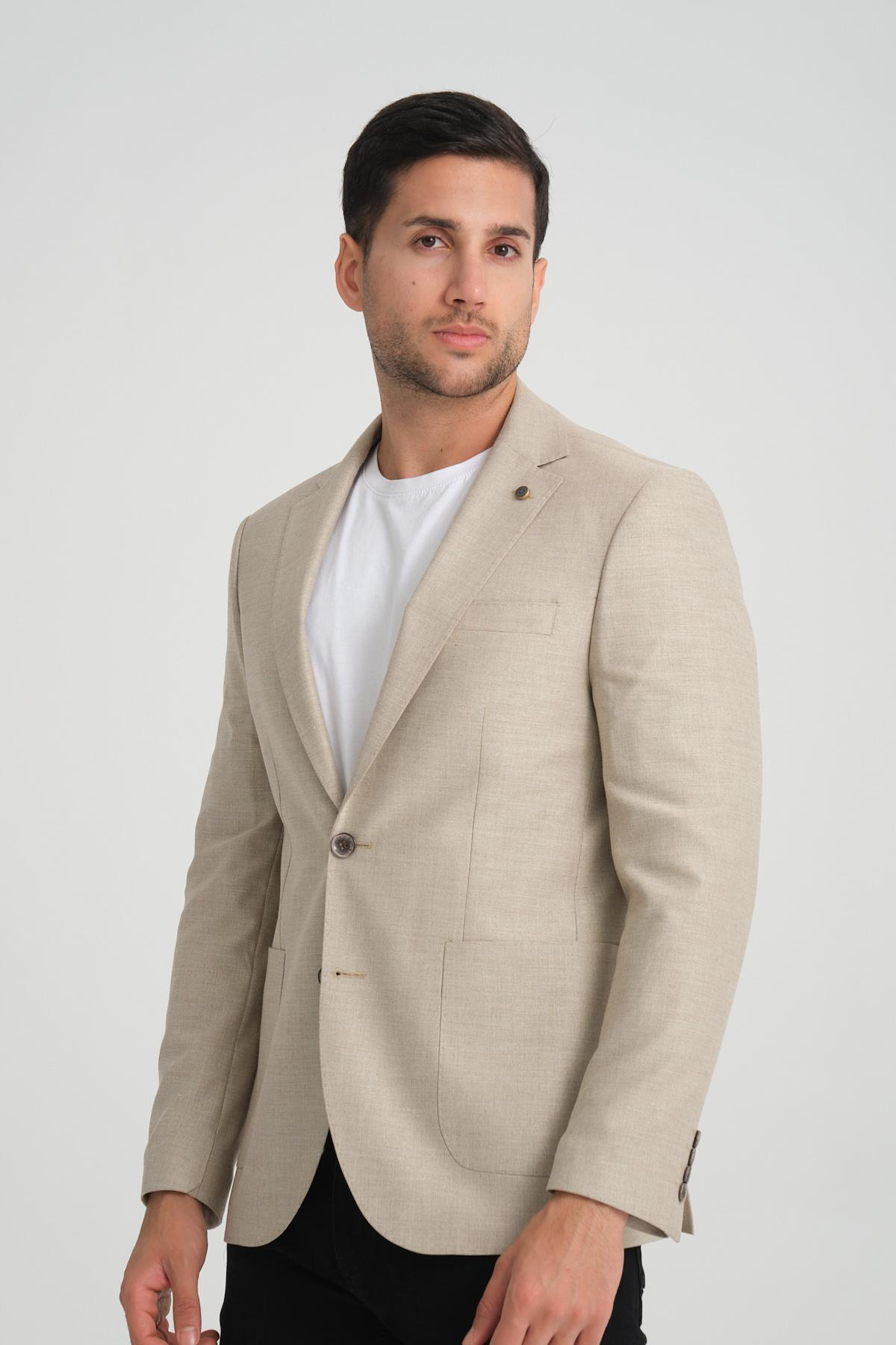 Men single-breasted blazer wholesale Almond color 694229