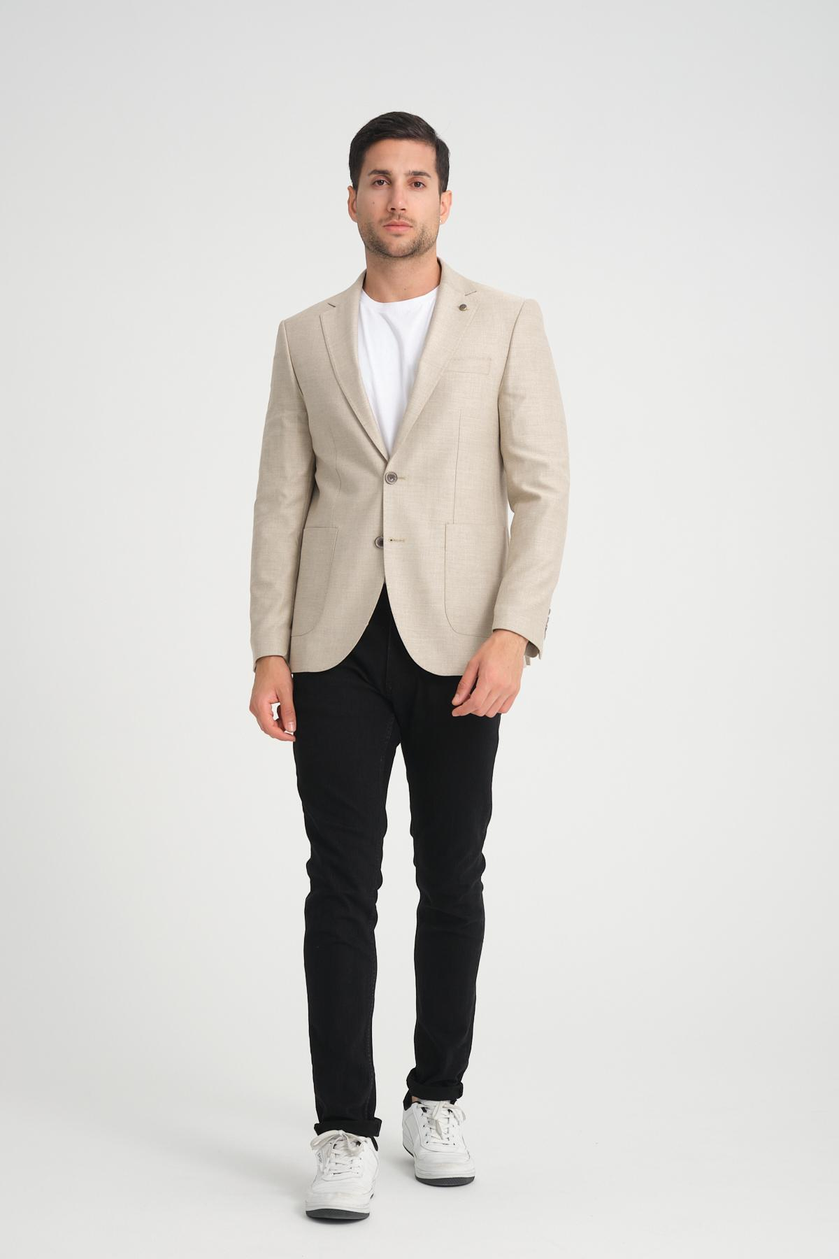 Men single-breasted blazer wholesale Almond color 694229