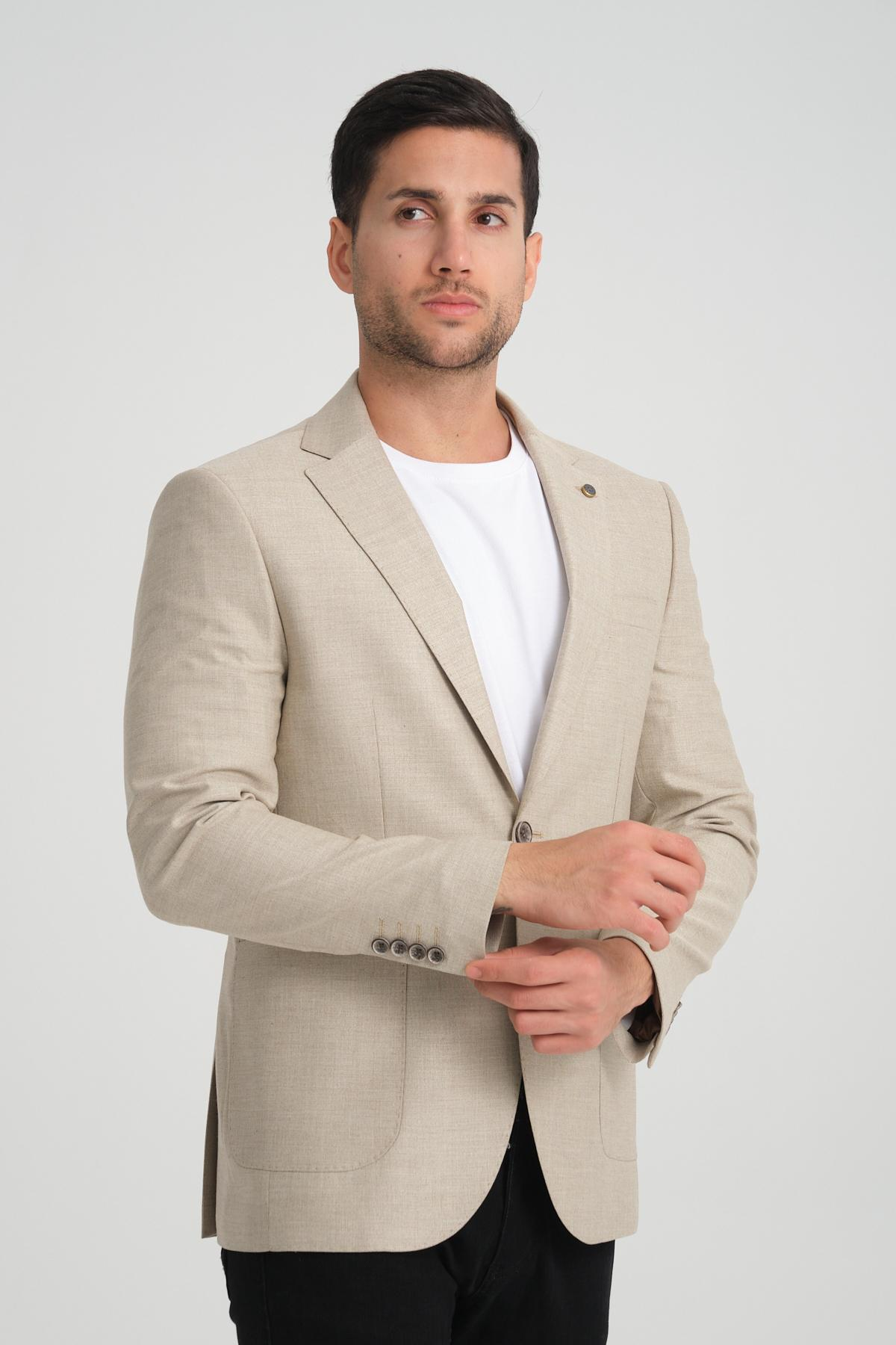 Men single-breasted blazer wholesale Almond color 694229