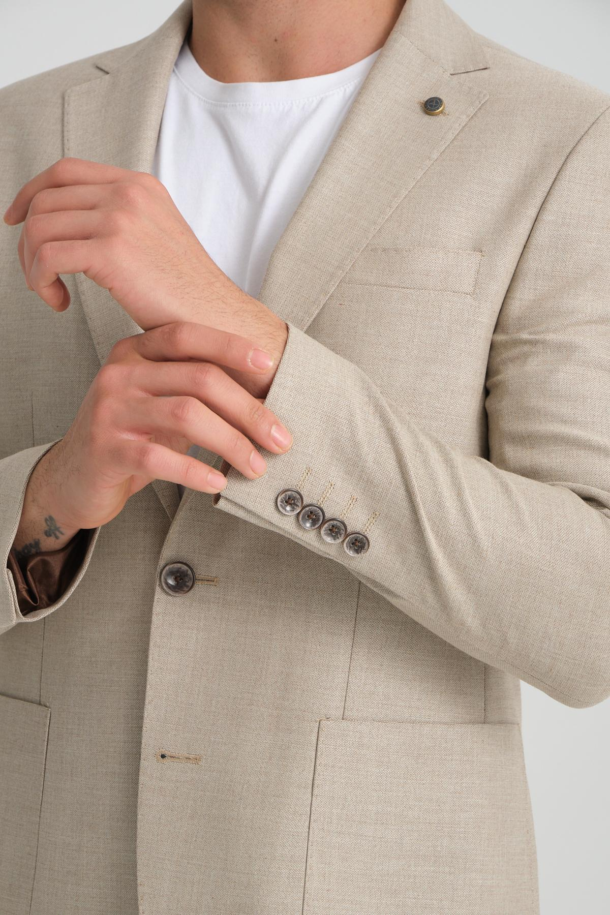 Men single-breasted blazer wholesale Almond color 694229