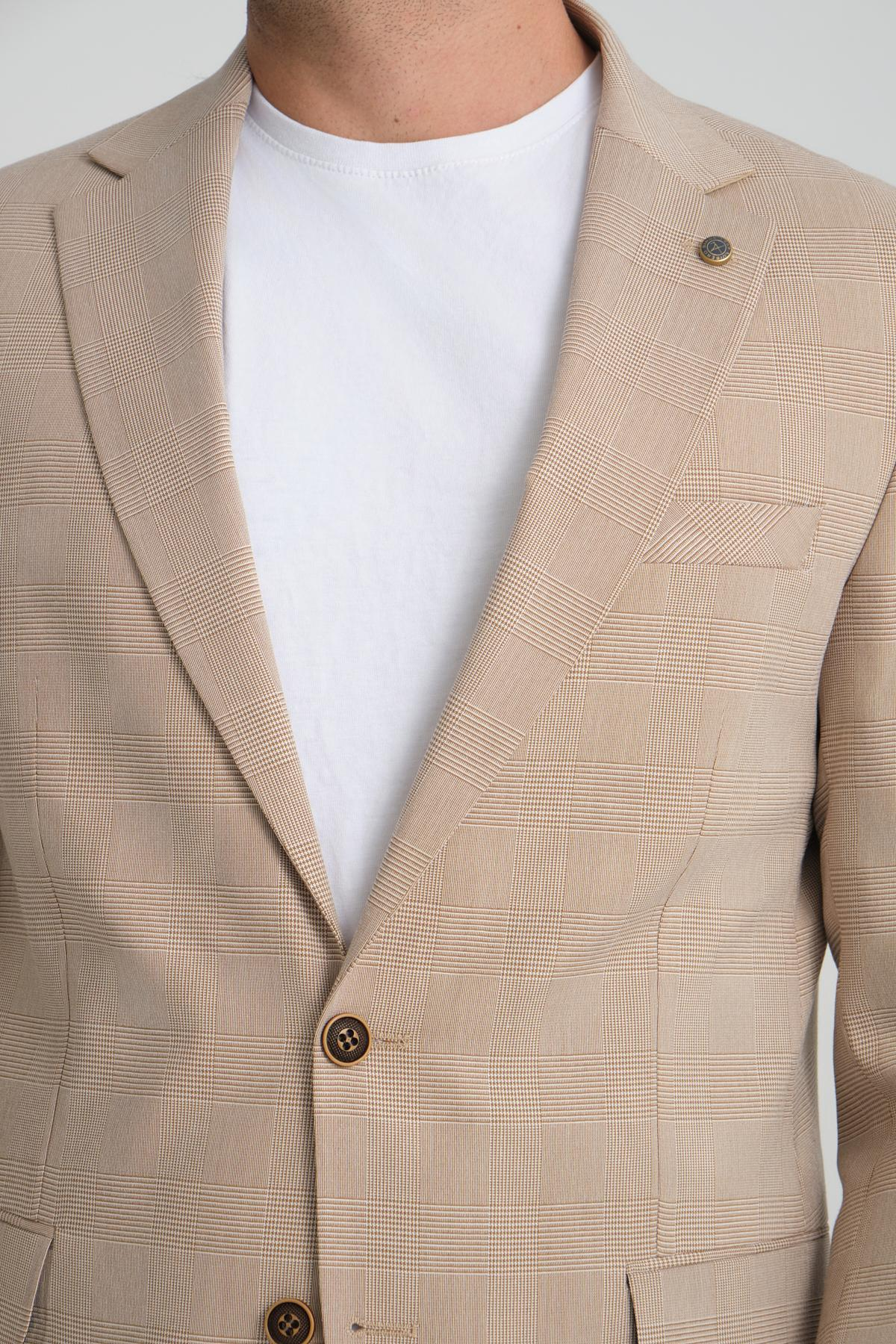 Men single-breasted blazer wholesale Biscuit color 694197