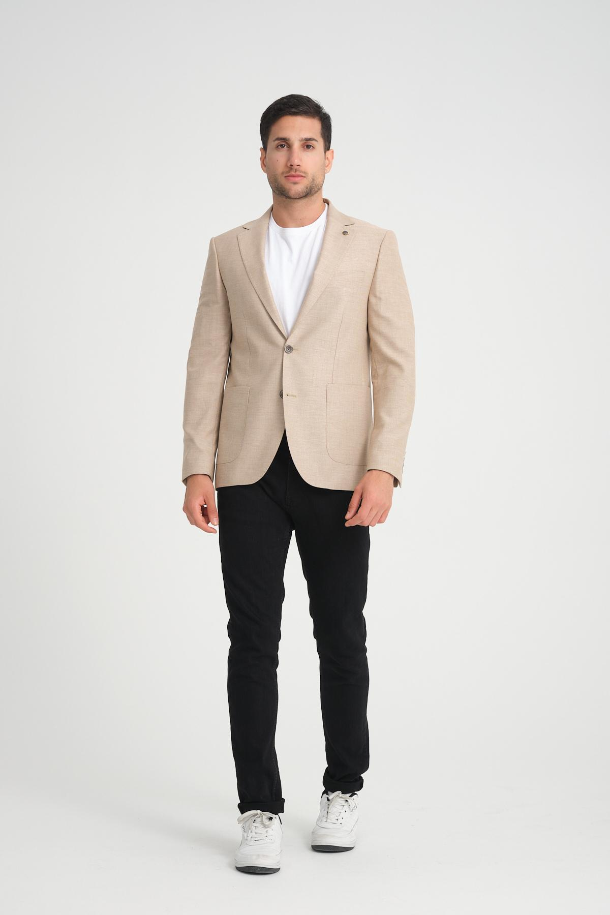 Men single-breasted blazer wholesale Beige color 694228