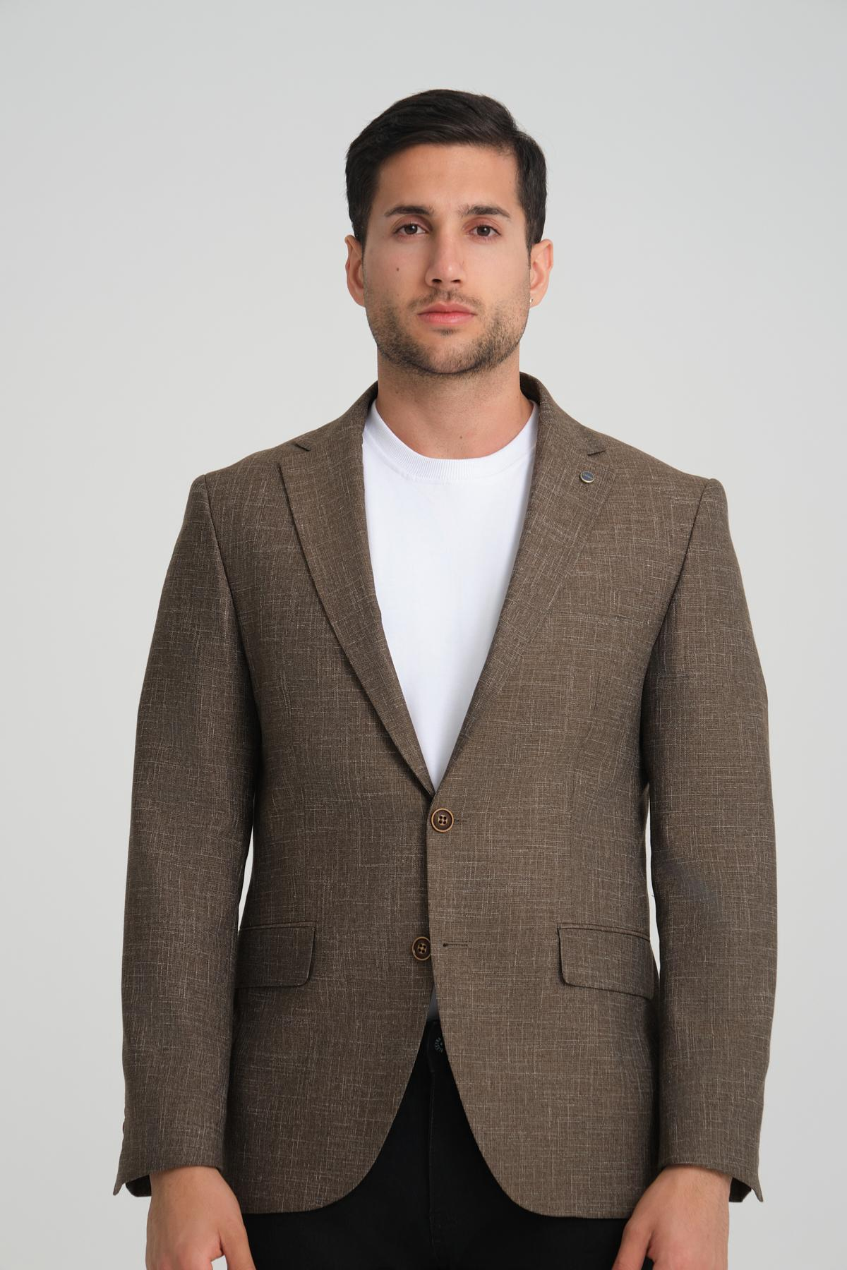 Men single-breasted blazer wholesale Brown color 694214