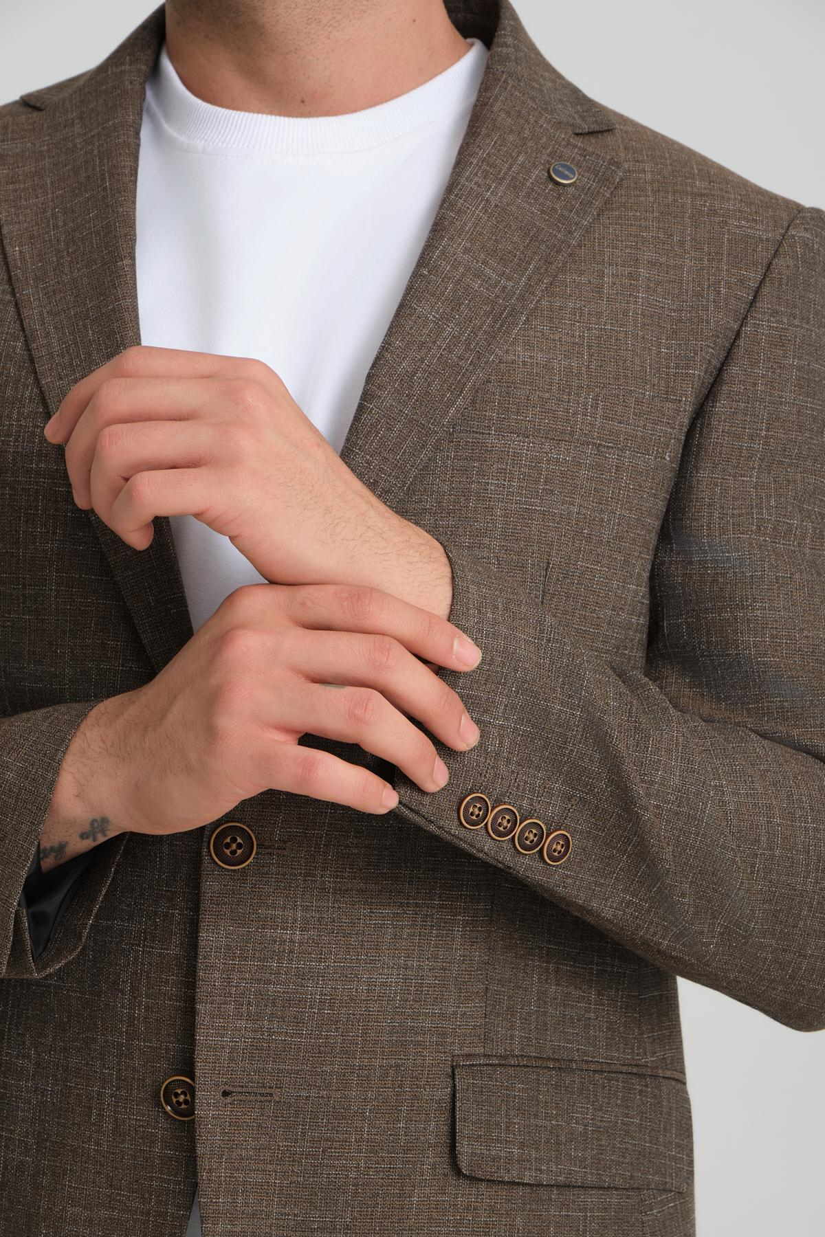 Men single-breasted blazer wholesale Brown color 694214