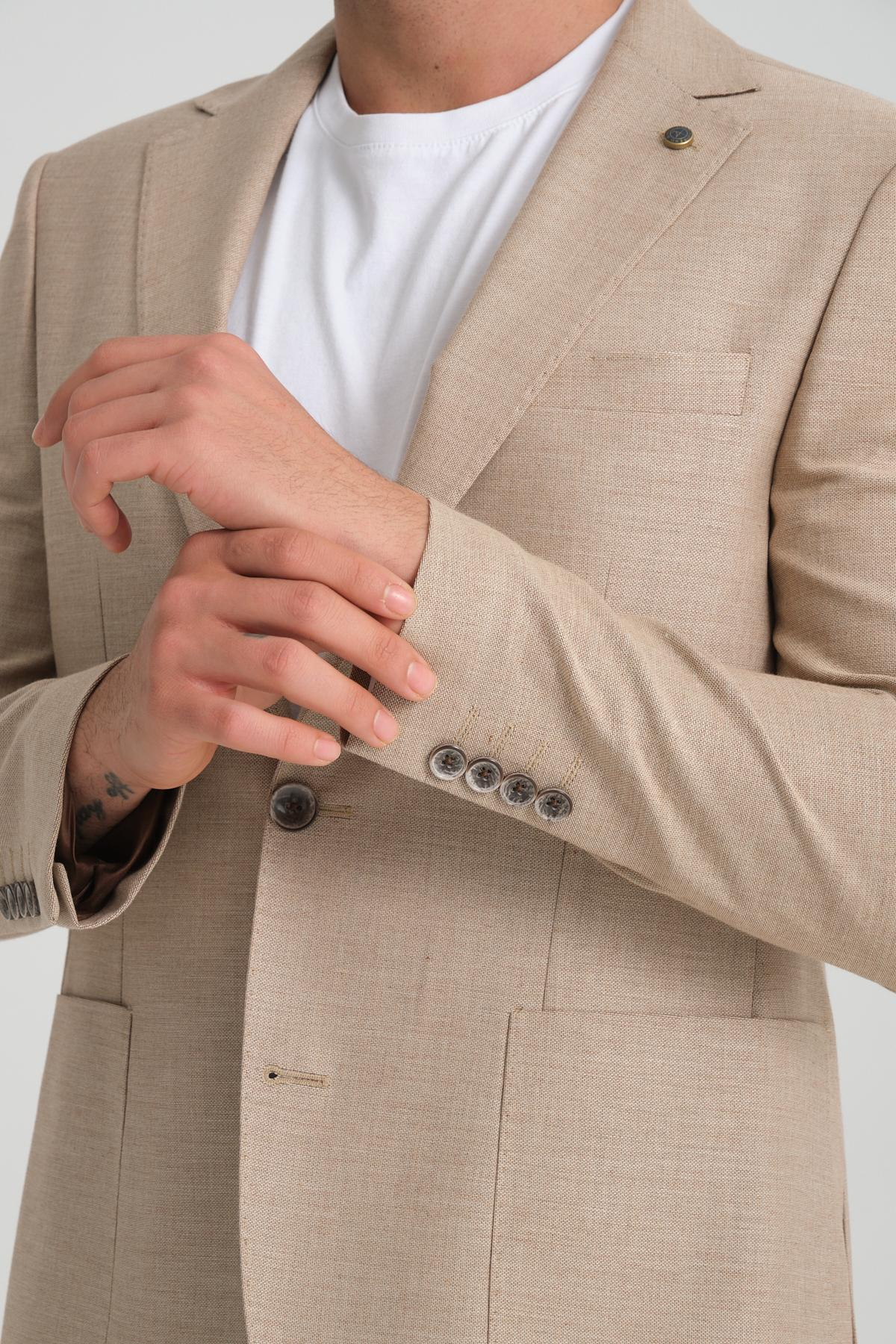 Men single-breasted blazer wholesale Beige color 694228